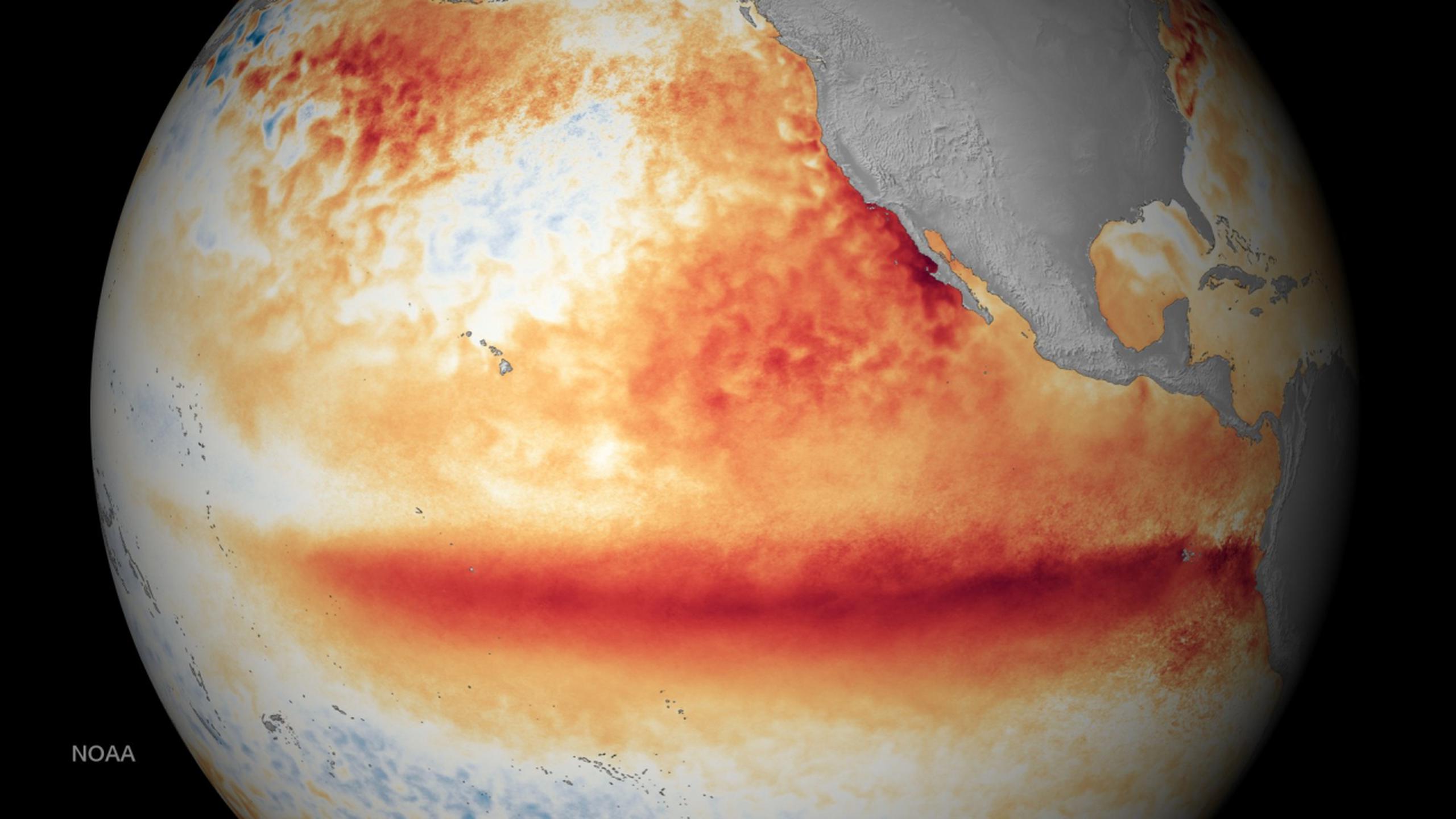 El fenómeno de El Niño se inicia con un aumento de las temperaturas del océano Pacífico en sus zonas central y oriental.