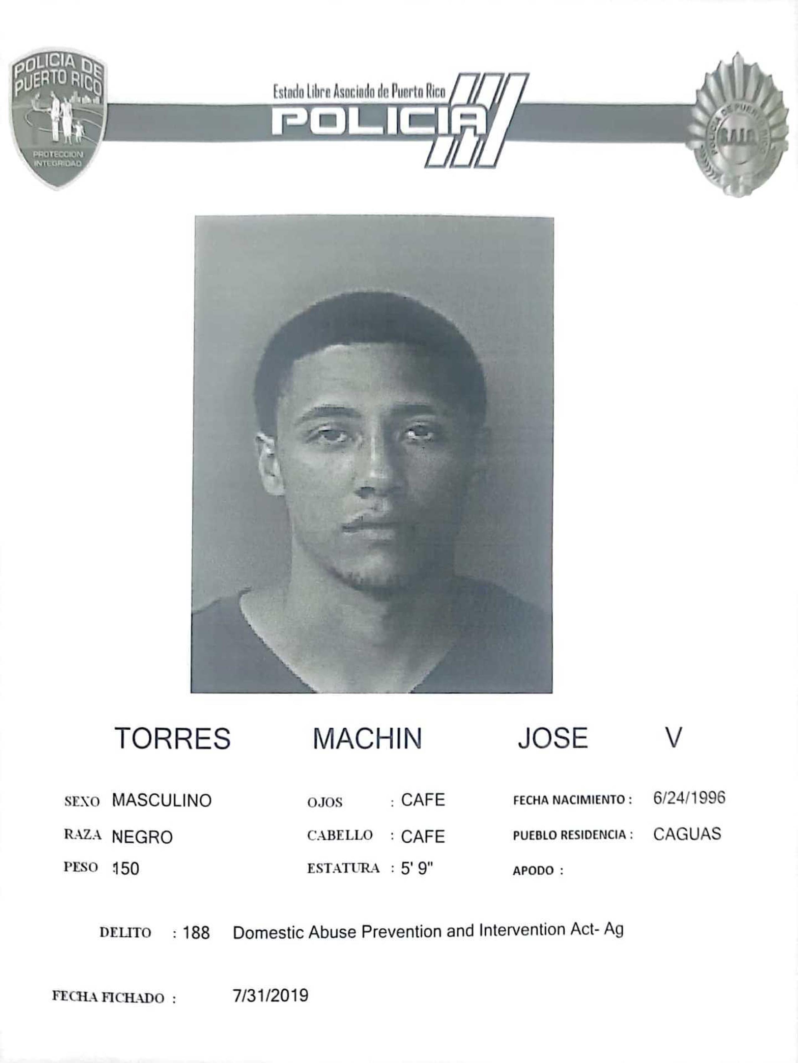 Ficha de José Torres Machín suministrada por el Negociado de Policía de Puerto Rico