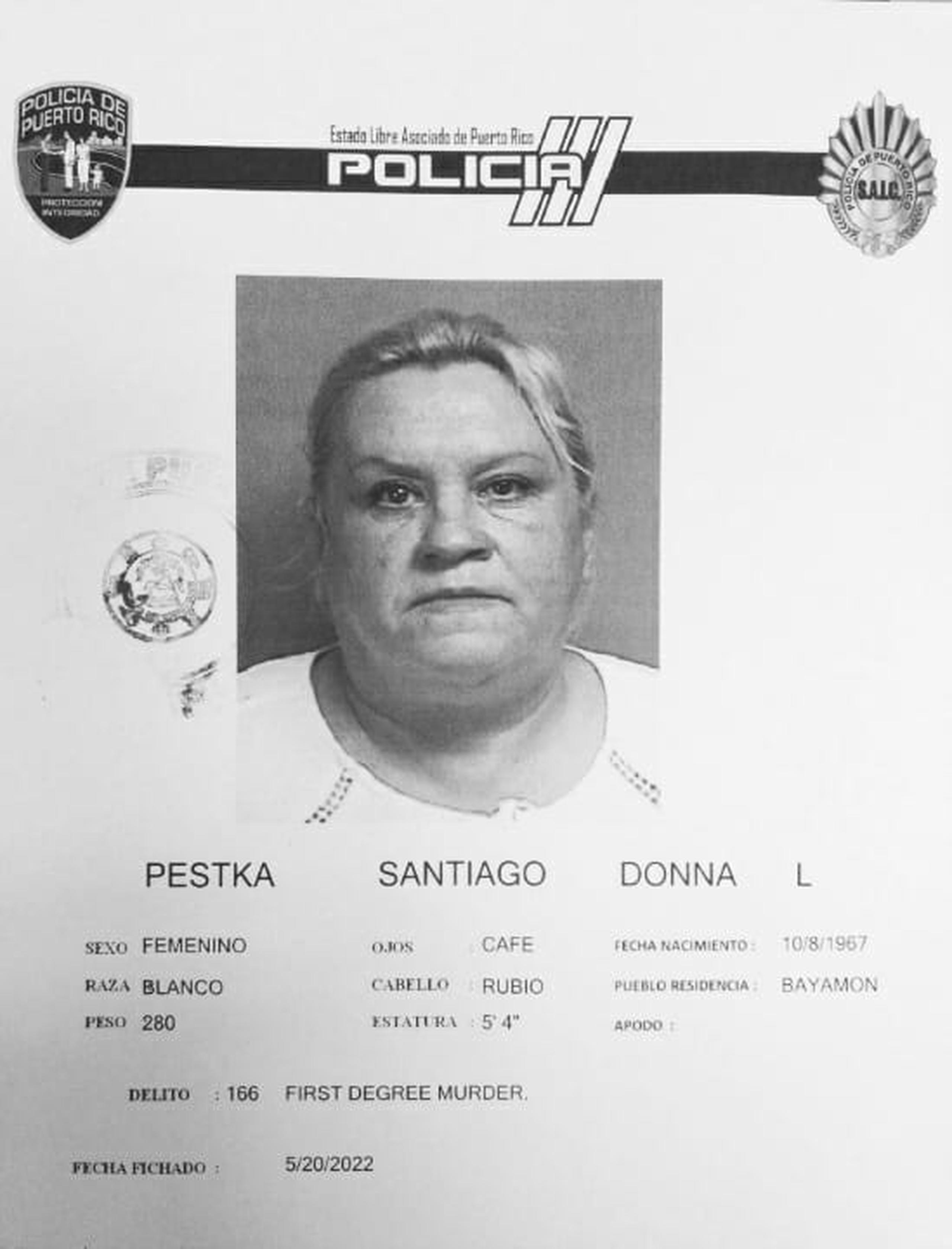 Donna L. Pestka Santiago de 54 años, quedó en libertad bajo fianza.