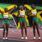 Jamaica celebra barrida olímpica en los 100 metros lisos