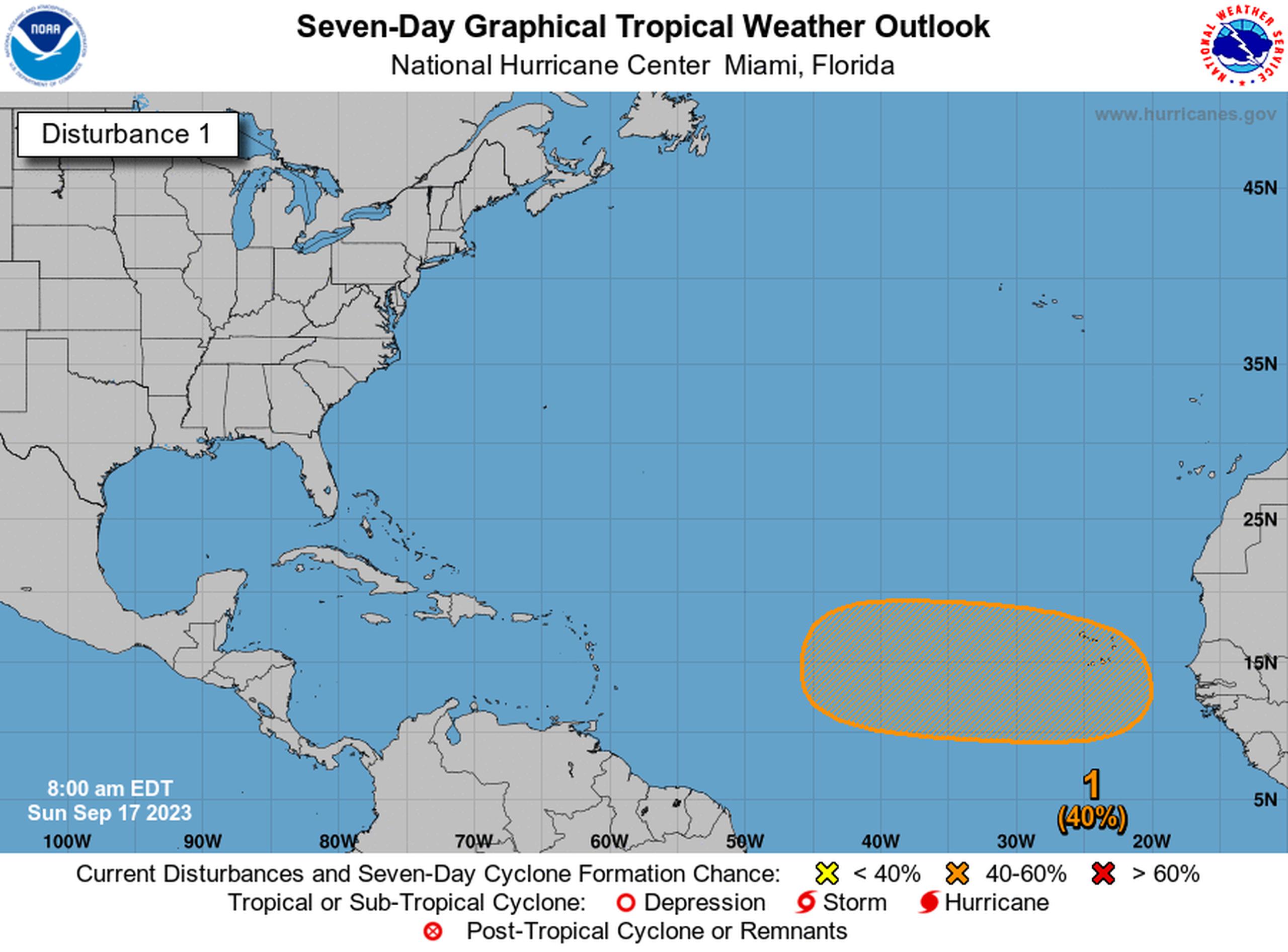 Una onda tropical pudiera desarrollarse en esta zona a finales de esta semana.