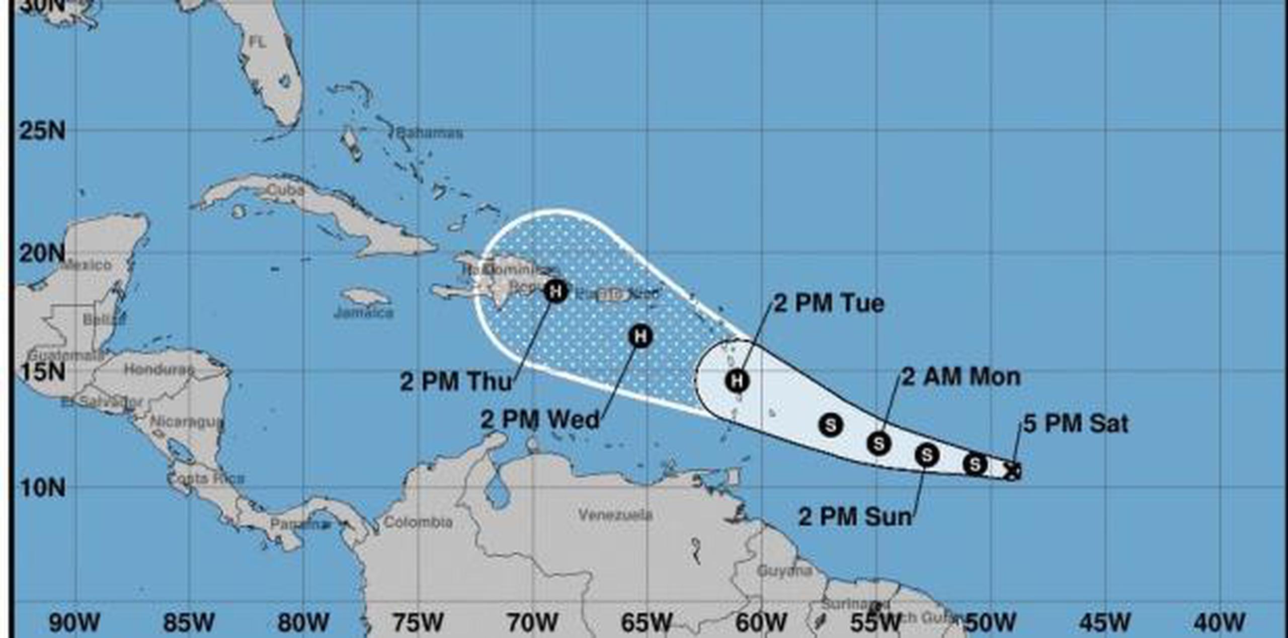 La depresión tropical posee vientos máximos sostenidos de 35 millas. (Administración Nacional Oceánica y Atmosférica)