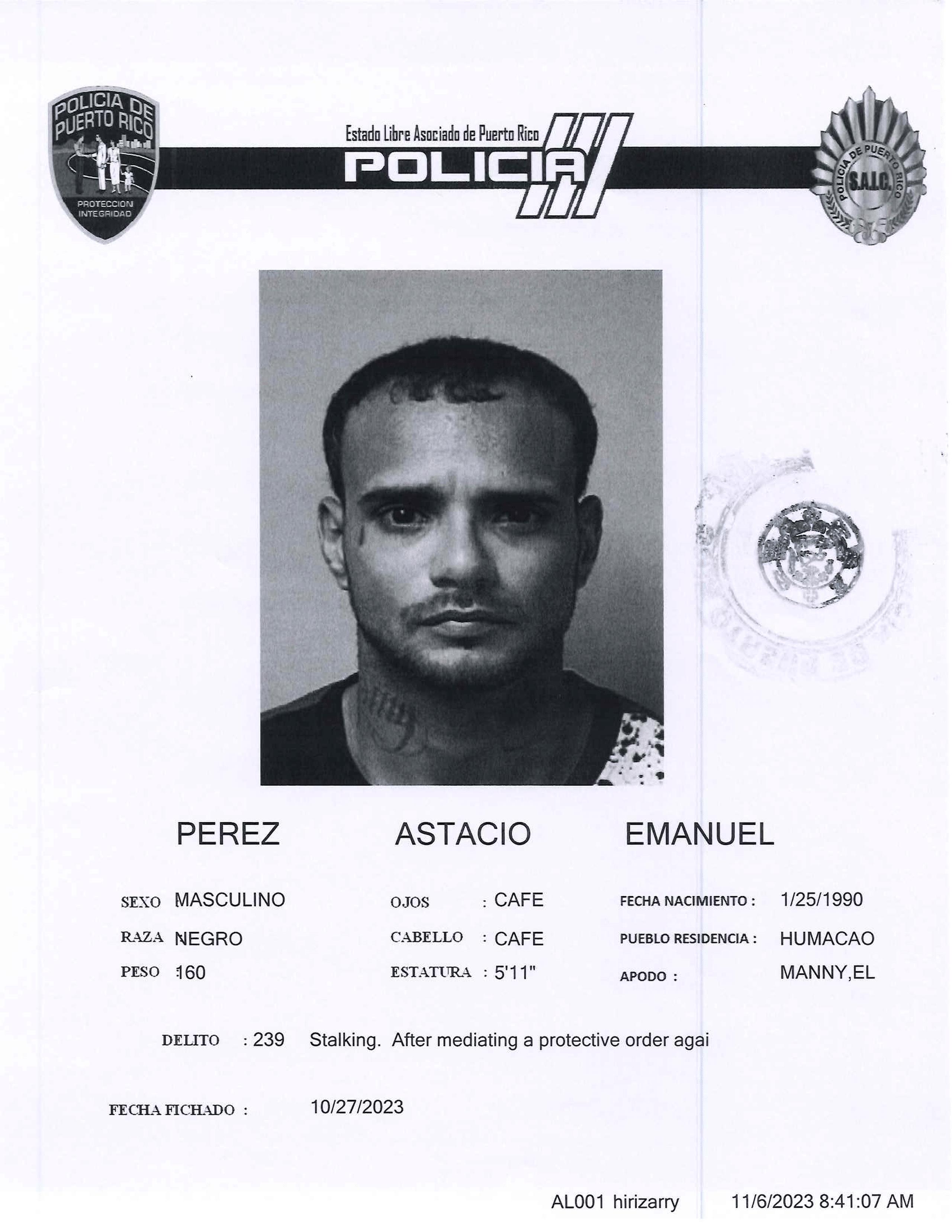 Emanuel Pérez Astacio falleció en el Centro Médico Correccional de la cárcel de Bayamón.