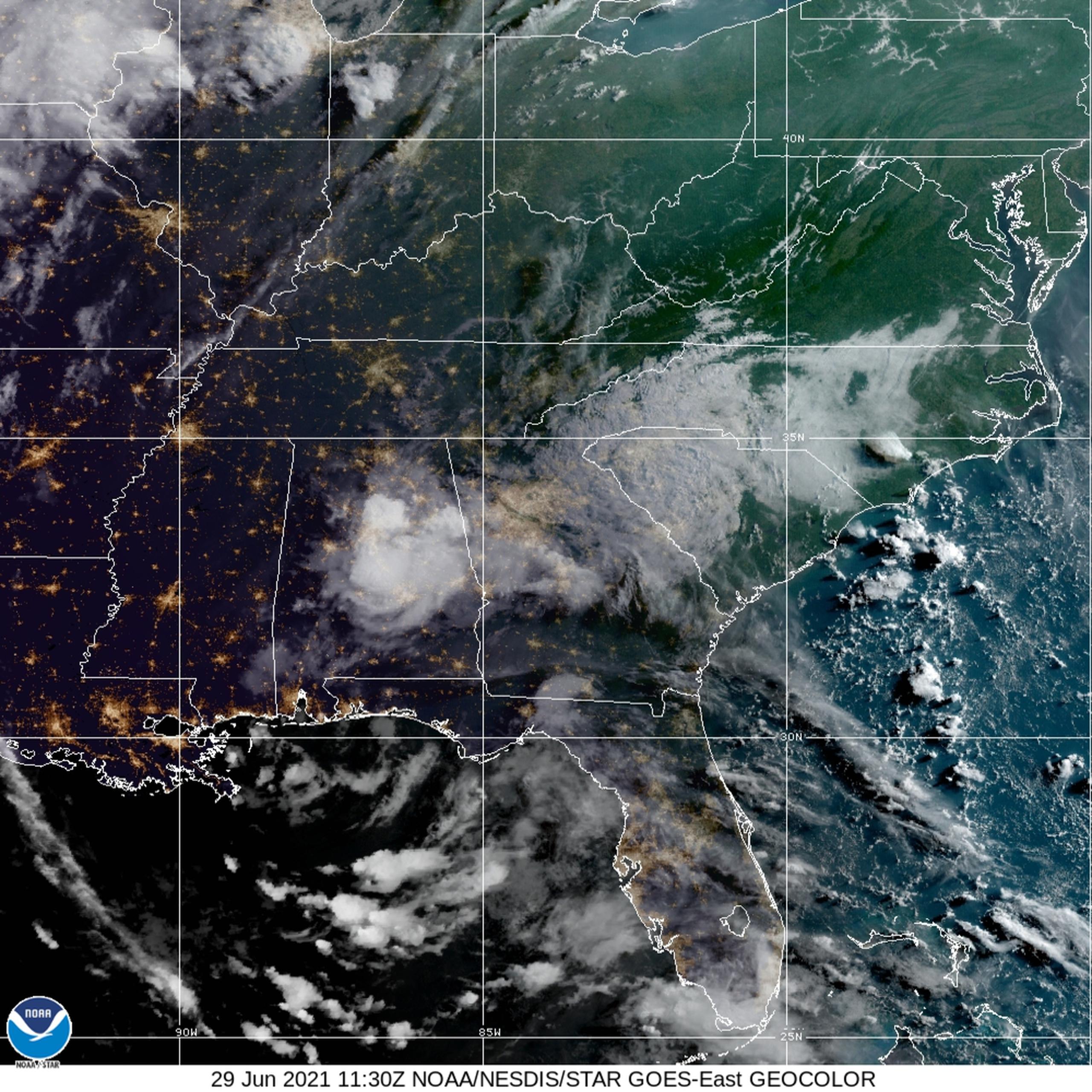 Imagen de satélite de la tormenta tropical Danny.