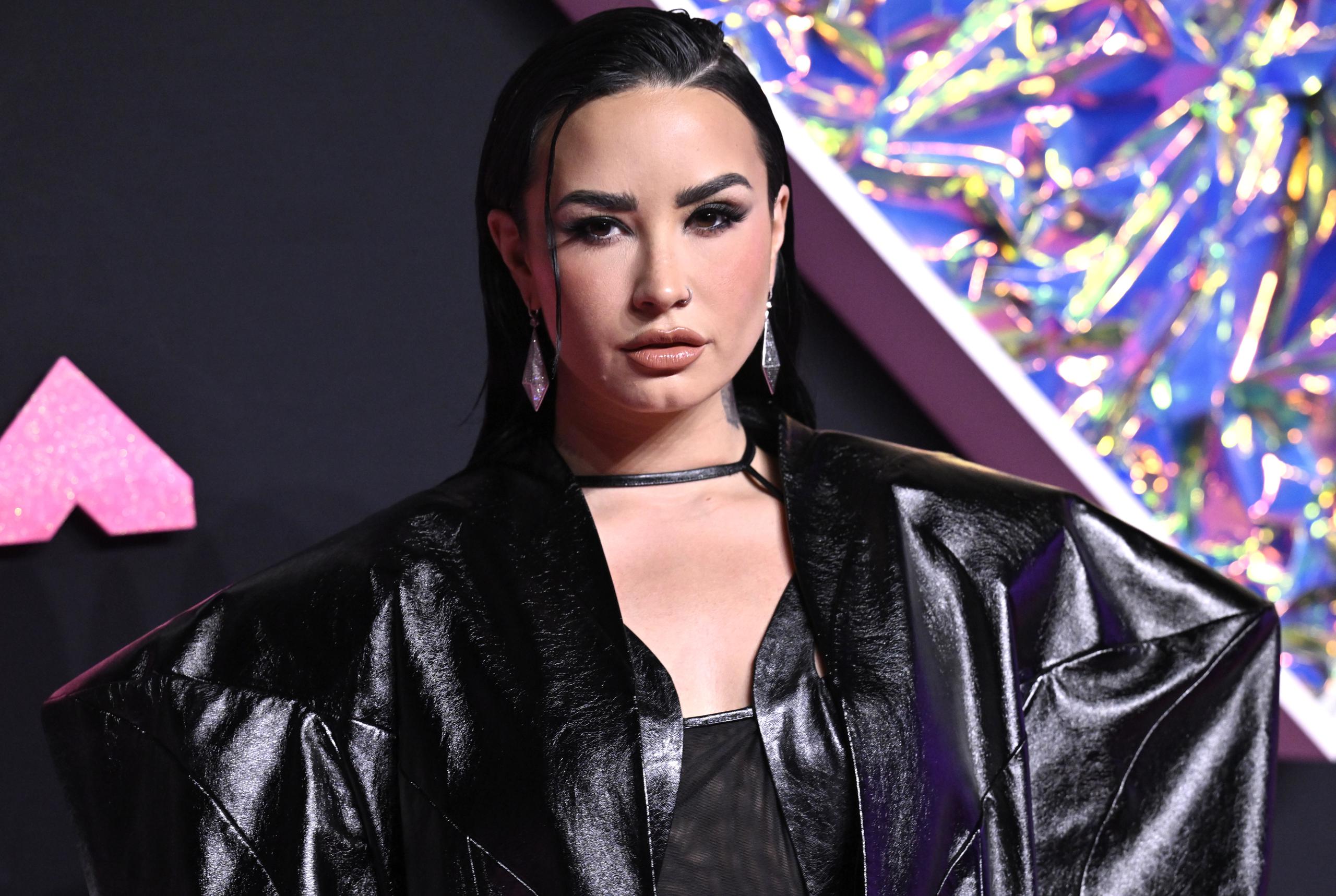 Demi Lovato arrives at the MTV Video Music Awards on Tuesday, Sept. 12, 2023, at the Prudential Center in Newark, N.J. (Photo by Evan Agostini/Invision/AP)