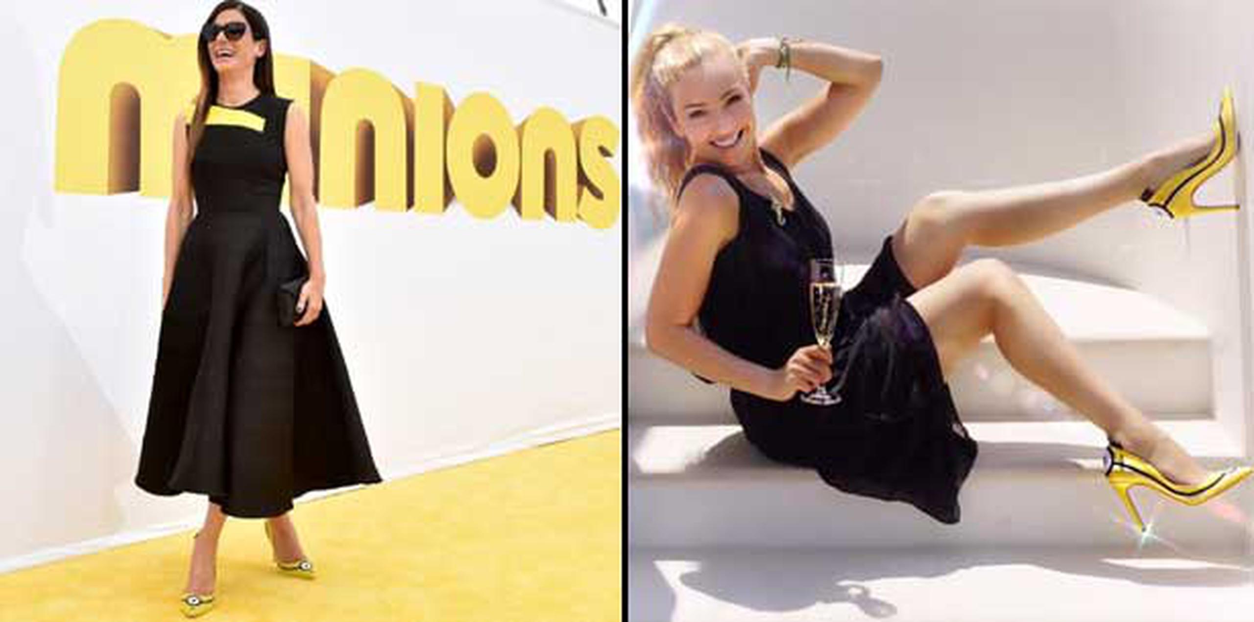 Sandra Bullock y Thalía lucieron orgullosas sus tacos diseñados por Rubert Sanderson. (Archivo/Instagram)