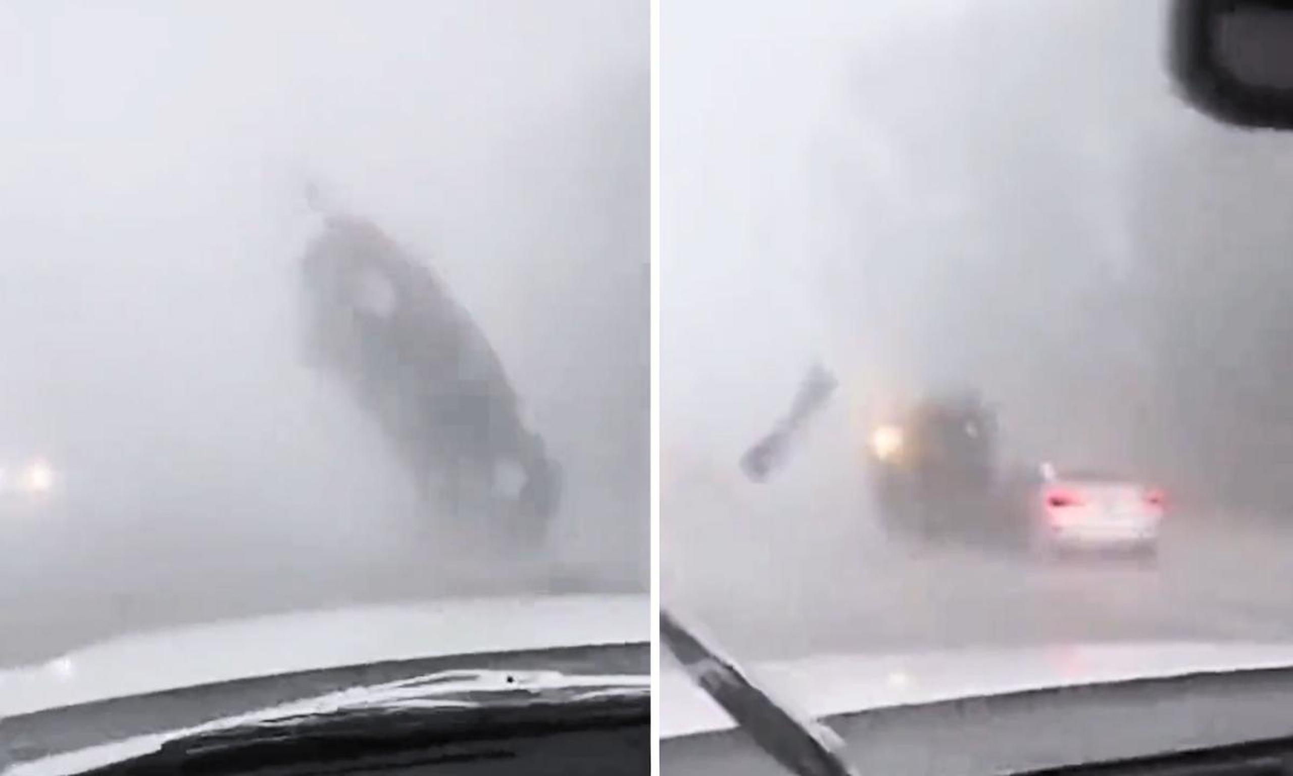 La mujer relató que se dio cuenta que solo fue su vehículo el que fue levantado por el tornado, cuando vio el video.