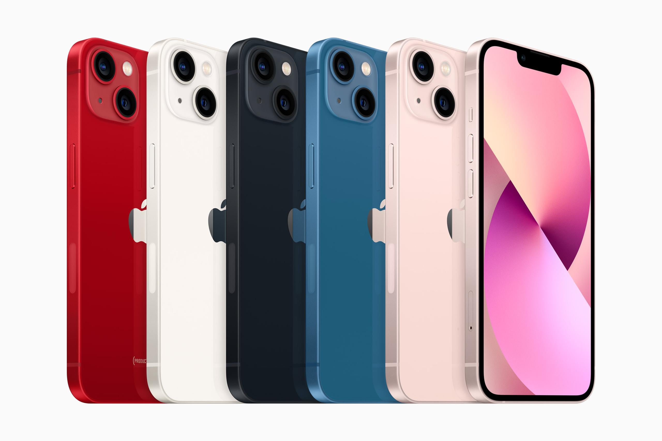 El iPhone 13 y el iPhone 13 mini estarán disponibles en cinco colores.