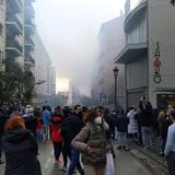 Fuerte explosión derrumba parte de un edificio en el centro de Madrid 