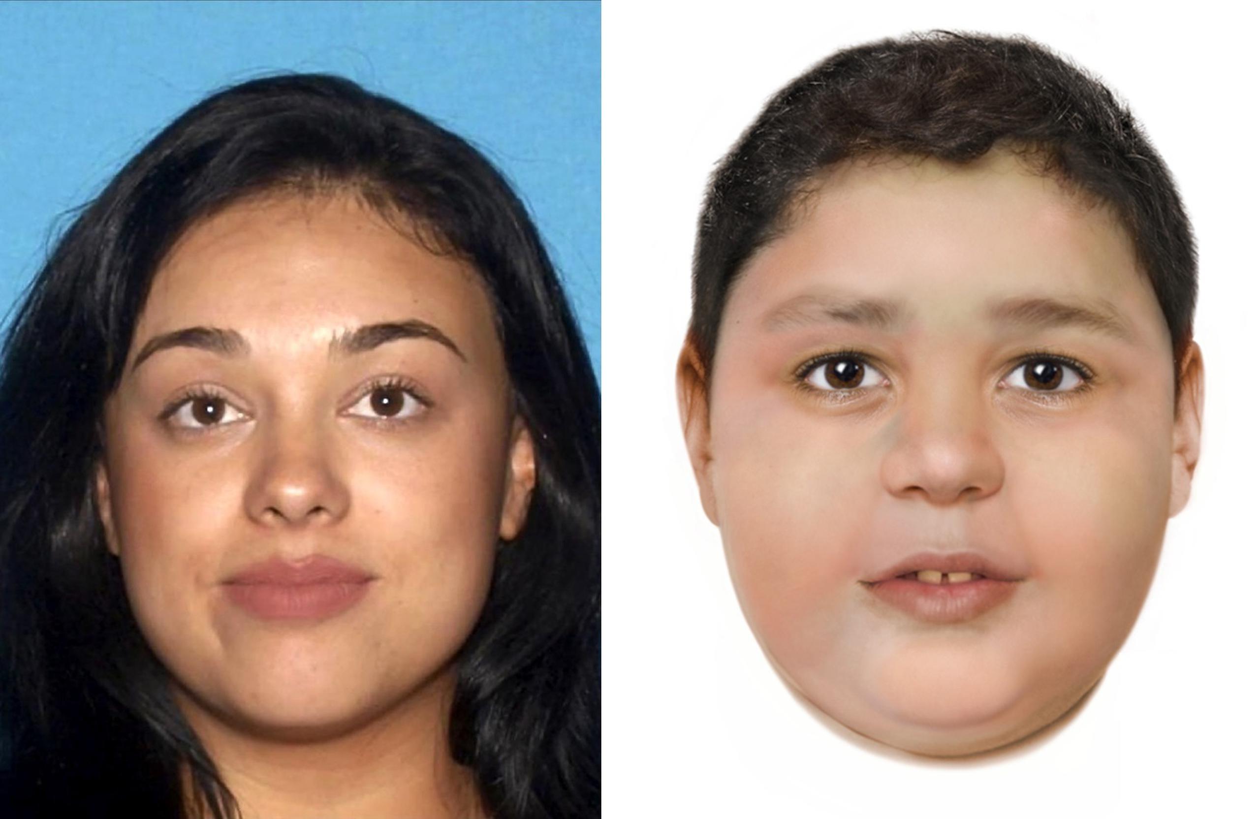 Composición de dos fotos divulgadas por el Departamento de Policía Metropolitana de Las Vegas, donde aparece Samantha Moreno Rodríguez y su hijo Liam Husted.