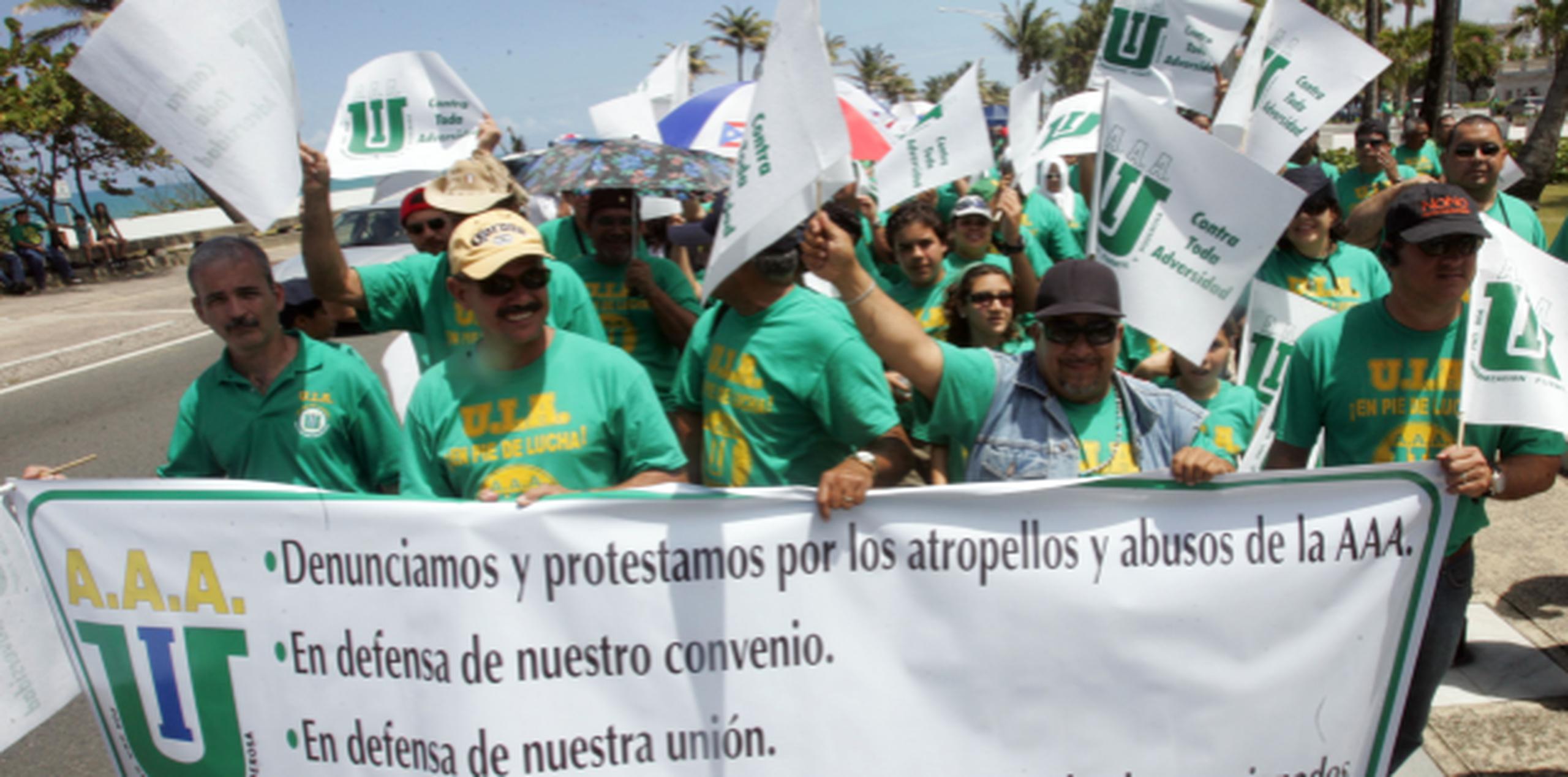 Los trabajadores de la Unión Independiente Auténtica, en la que se agrupan los trabajadores de la Autoridad de Acueducto y Alcantarillados (AAA), han llamado a manifestaciones contra la Junta de Supervisión Fiscal y el Gobierno. (Archivo)