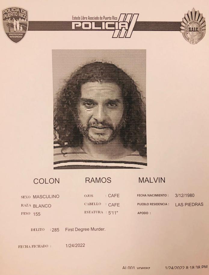 Ficha policial de Malvin Colón Ramos.