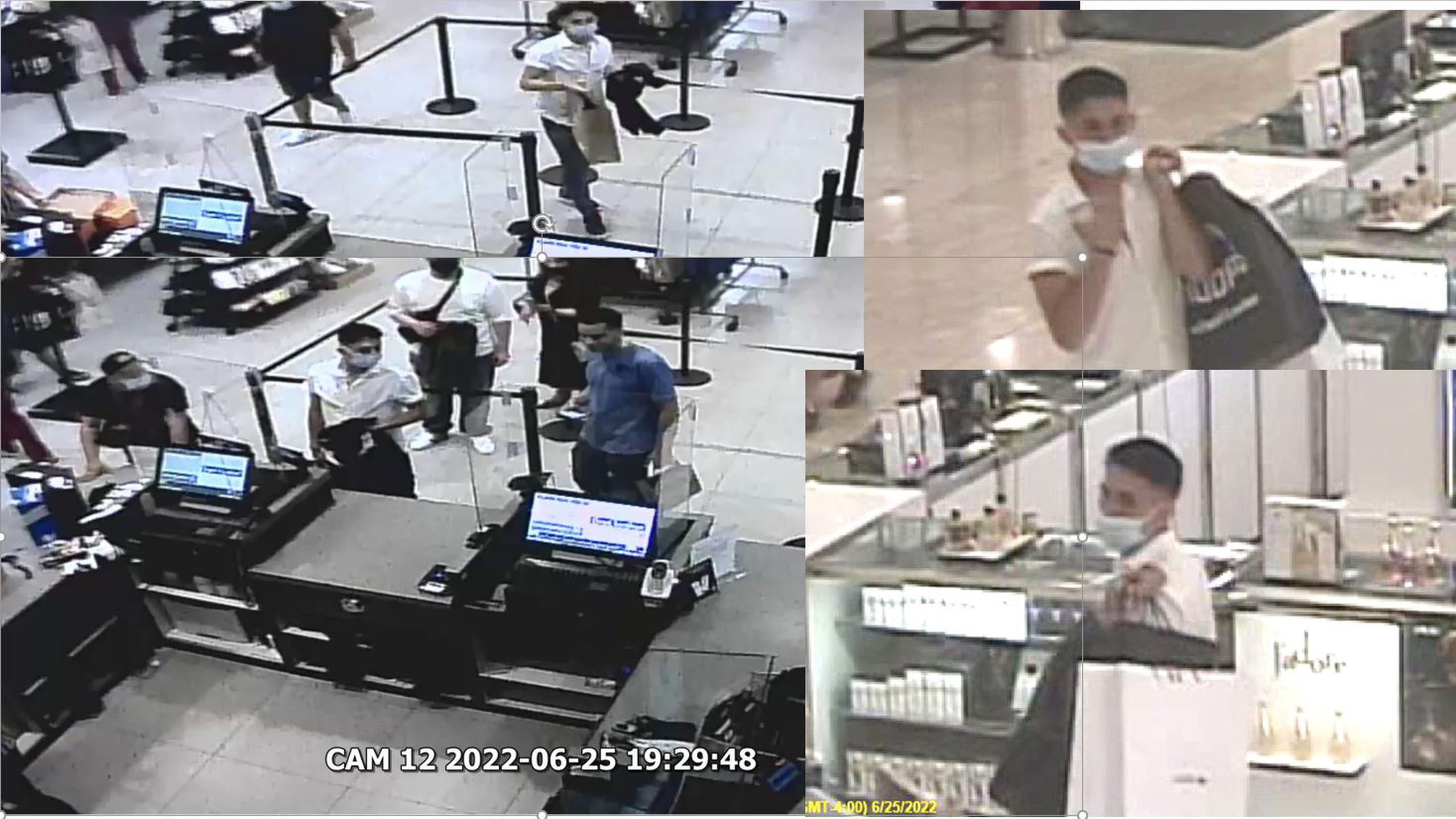 Imágenes de un hombre sospechoso de realizar compras con una tarjeta de crédito que no le pertece en varias tiendas del centro comercial Plaza las Américas.