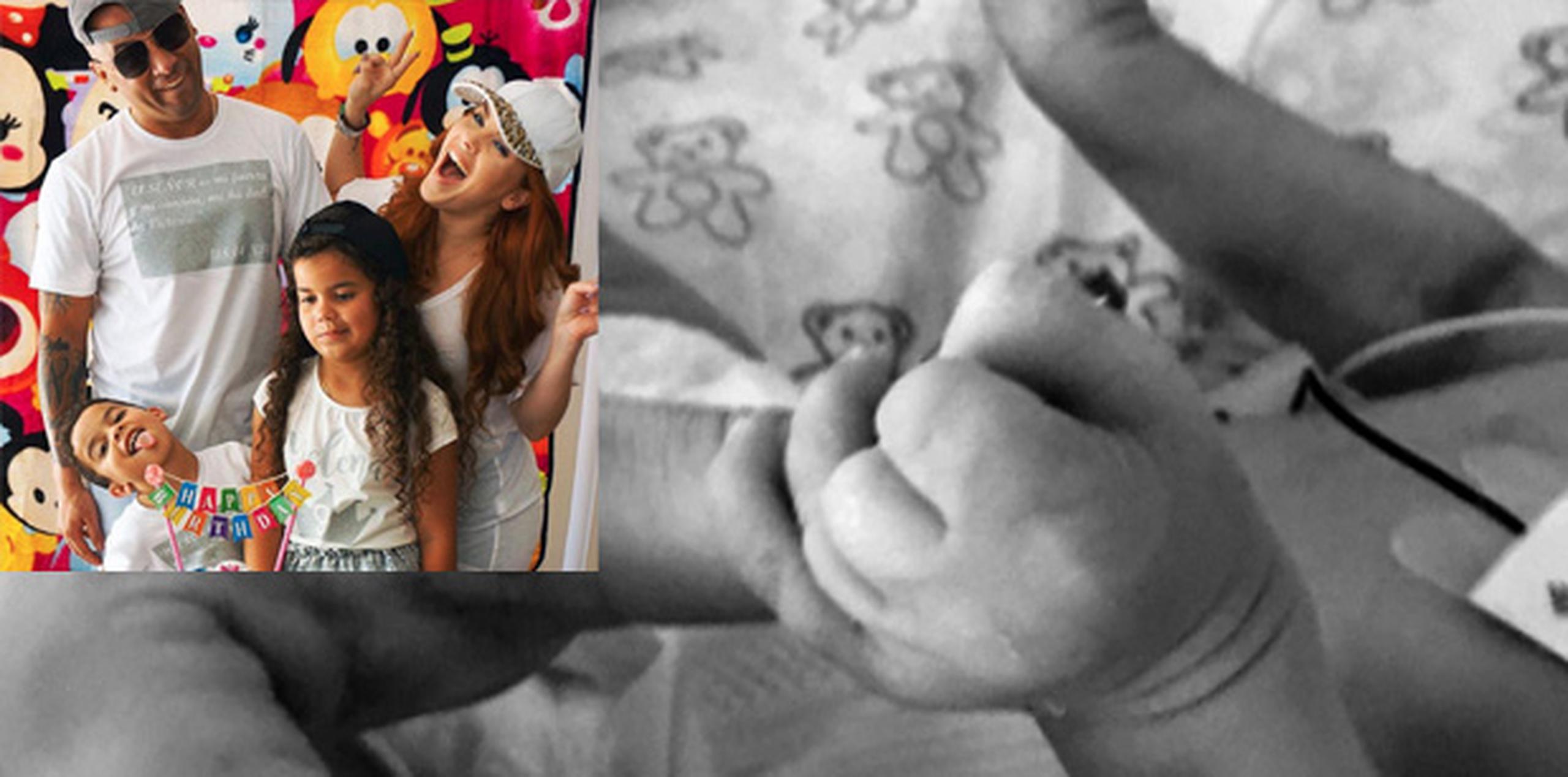 Hace cinco días, Wisin compartió una foto de la manita de Victoria junto a la de su esposa, Yomaira Ortiz. En el recuadro, la pareja junto a sus otros dos hijos, Dylan y Yelena. (Instagram/Wisin)