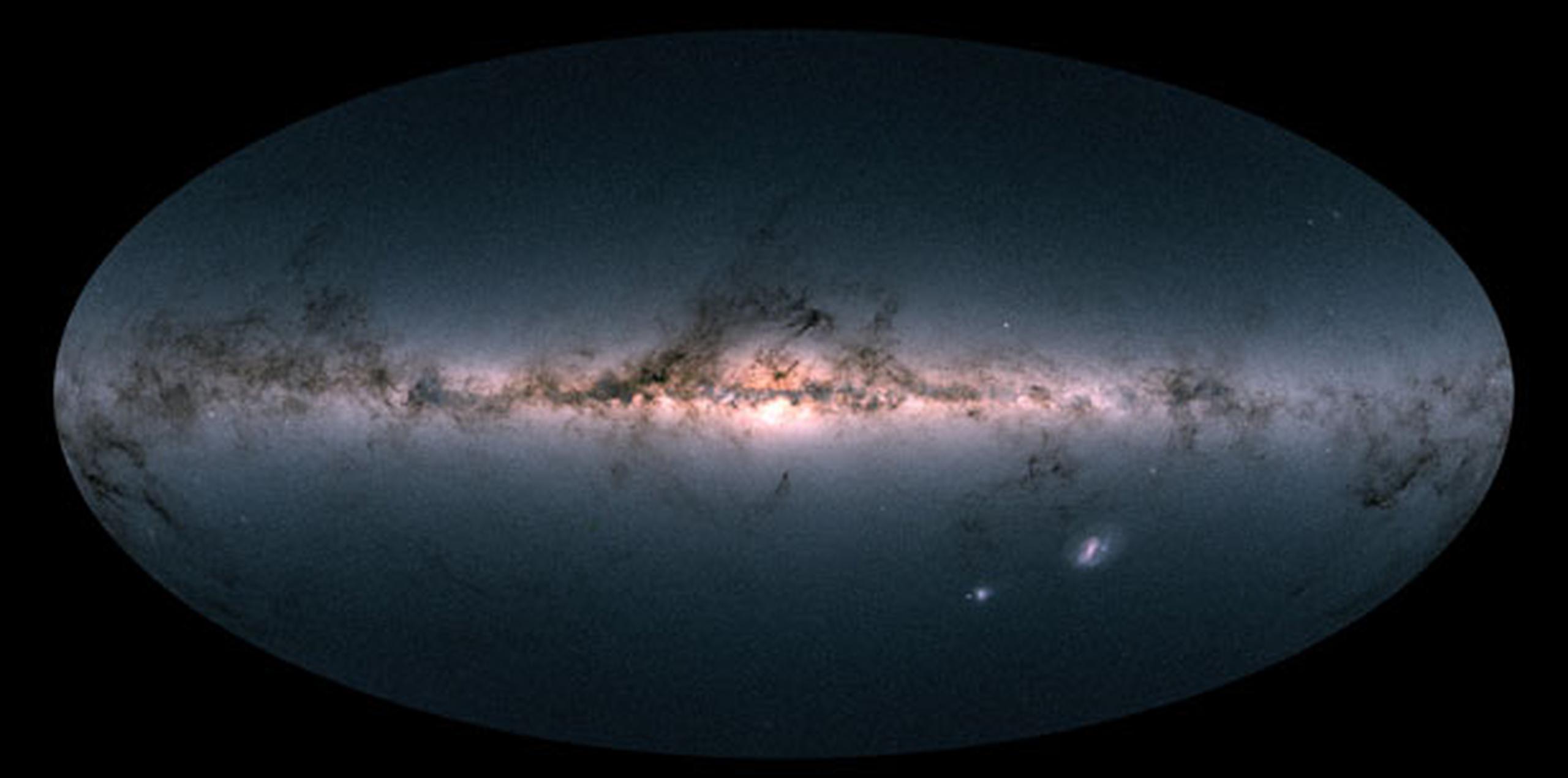 Vista panorámica facilitada por la Agencia Espacial Europea (ESA) de nuestra Vía Láctea y de las galaxias vecinas. (AP)