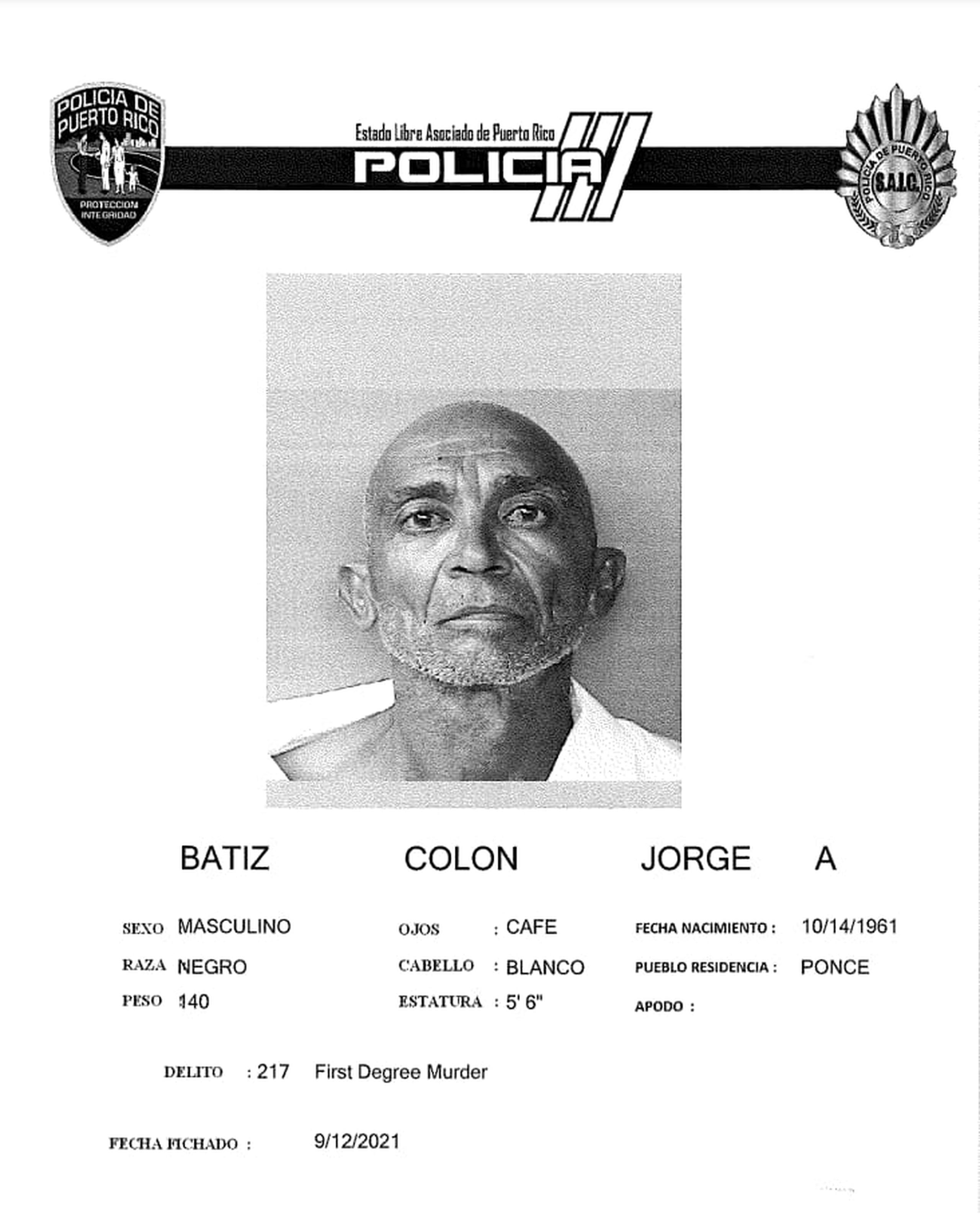 Jorge A. Batiz Colón tiene una fianza impuesta de $3,000,000.