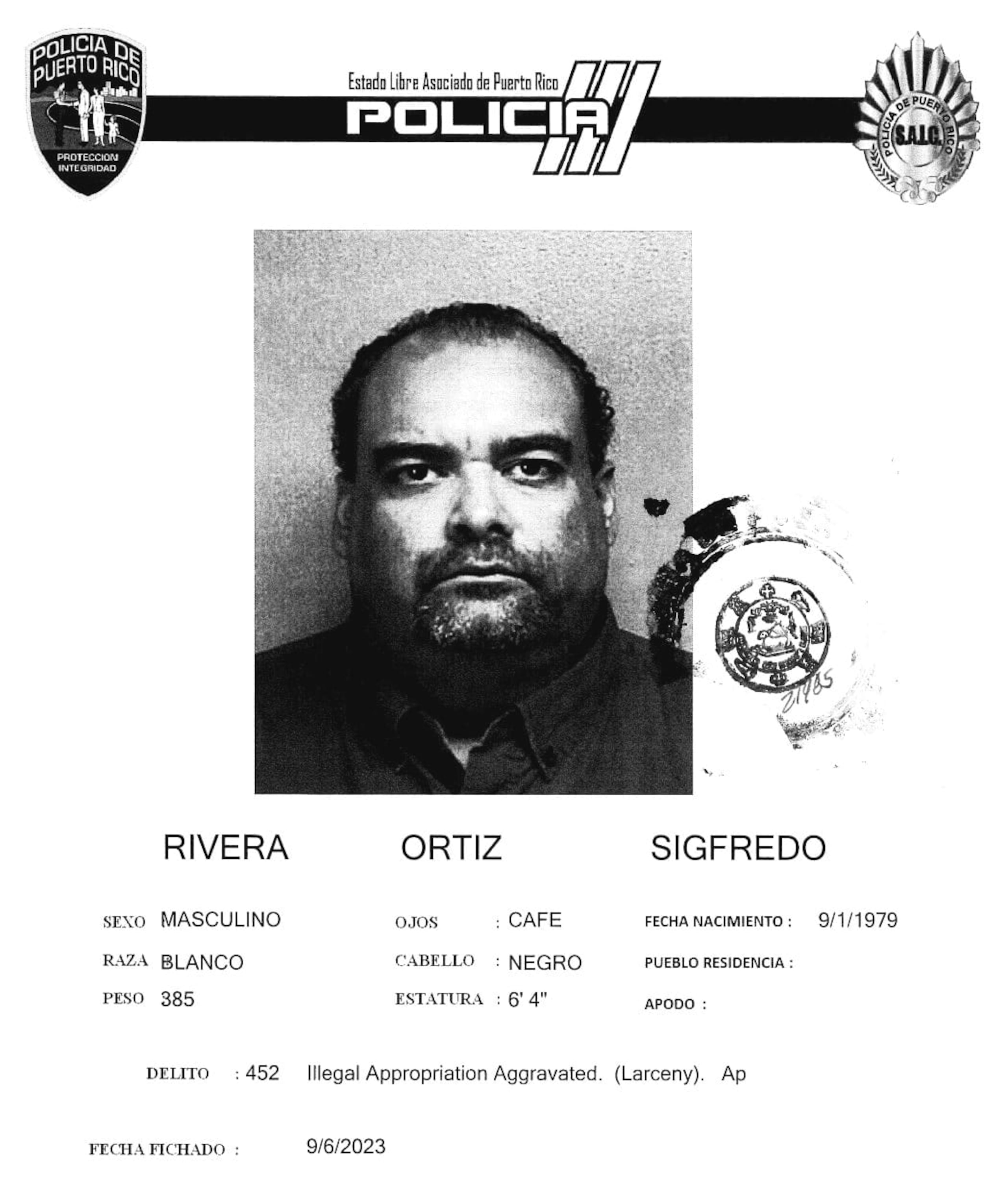Sigfredo Rivera Ortiz enfrenta un cargo por apropiación ilegal agravada.
