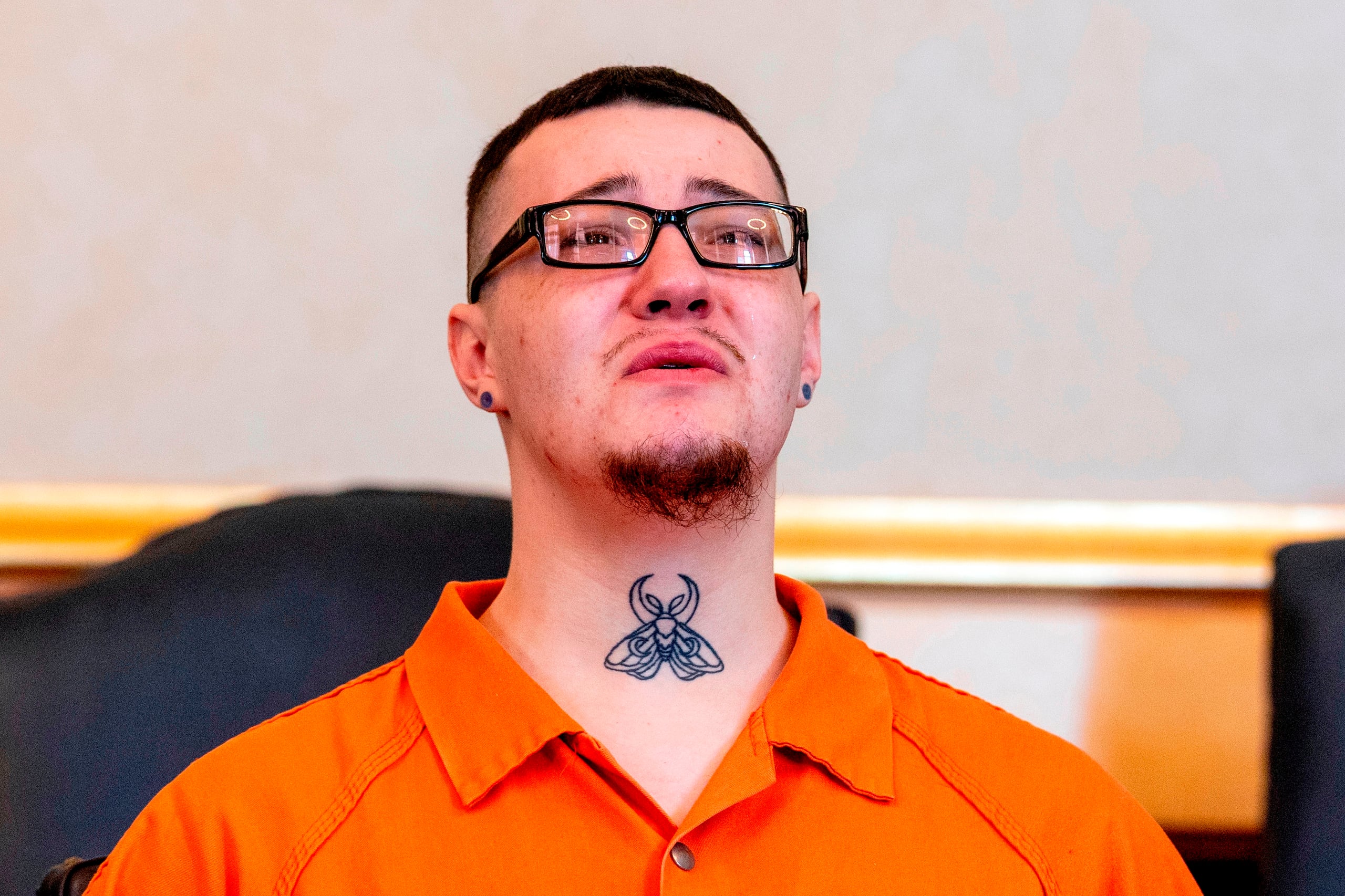 James Shirah es sentenciado a al menos 30 años en prisión en una audiencia, el lunes 11 de mayo de 2026 en Flint, Michigan. (Jake May/The Flint Journal vía AP)