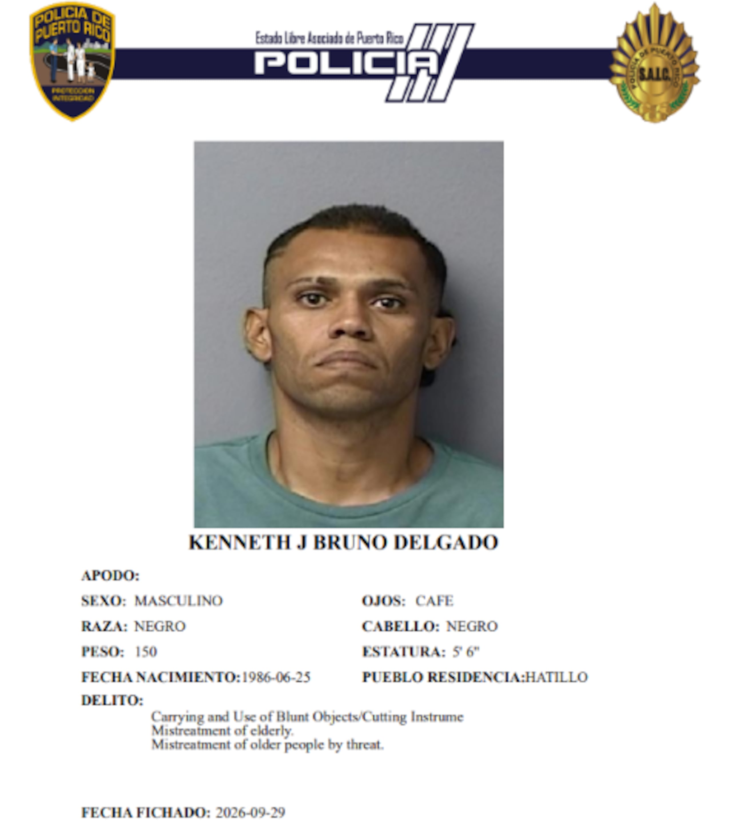 Kenneth Bruno Delgado de 40 años.