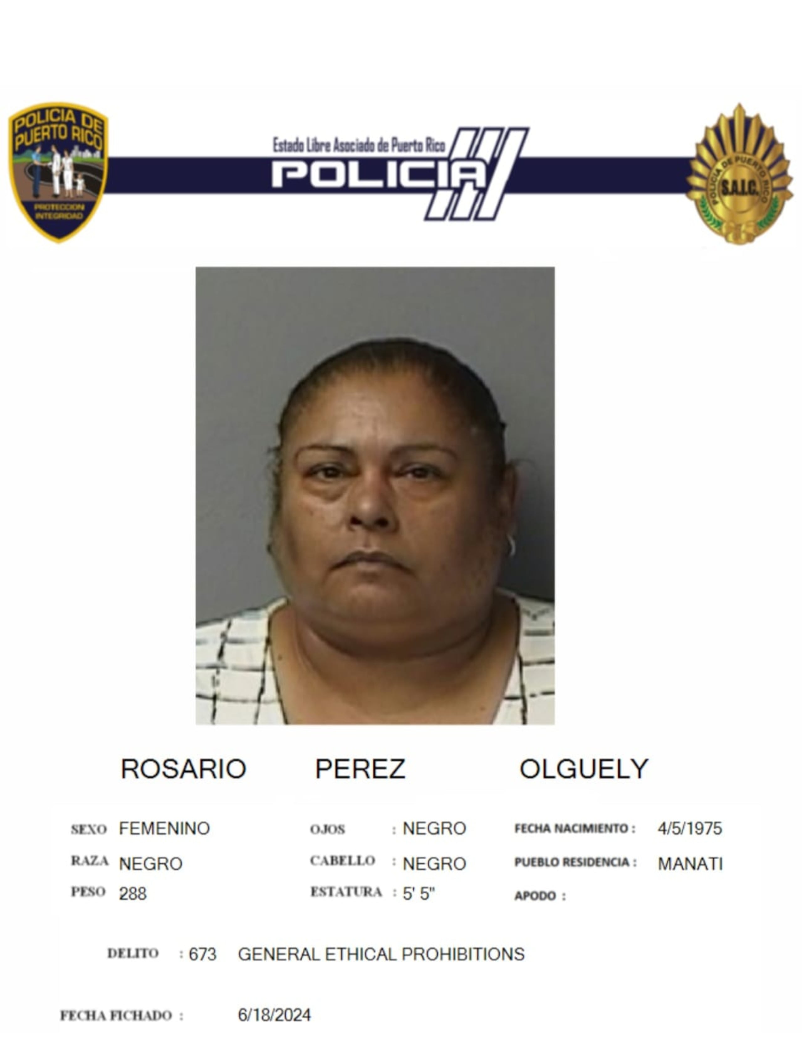 Olguely Rosario Pérez, fue sentenciada a cumplir una sentencia suspendida de tres años.