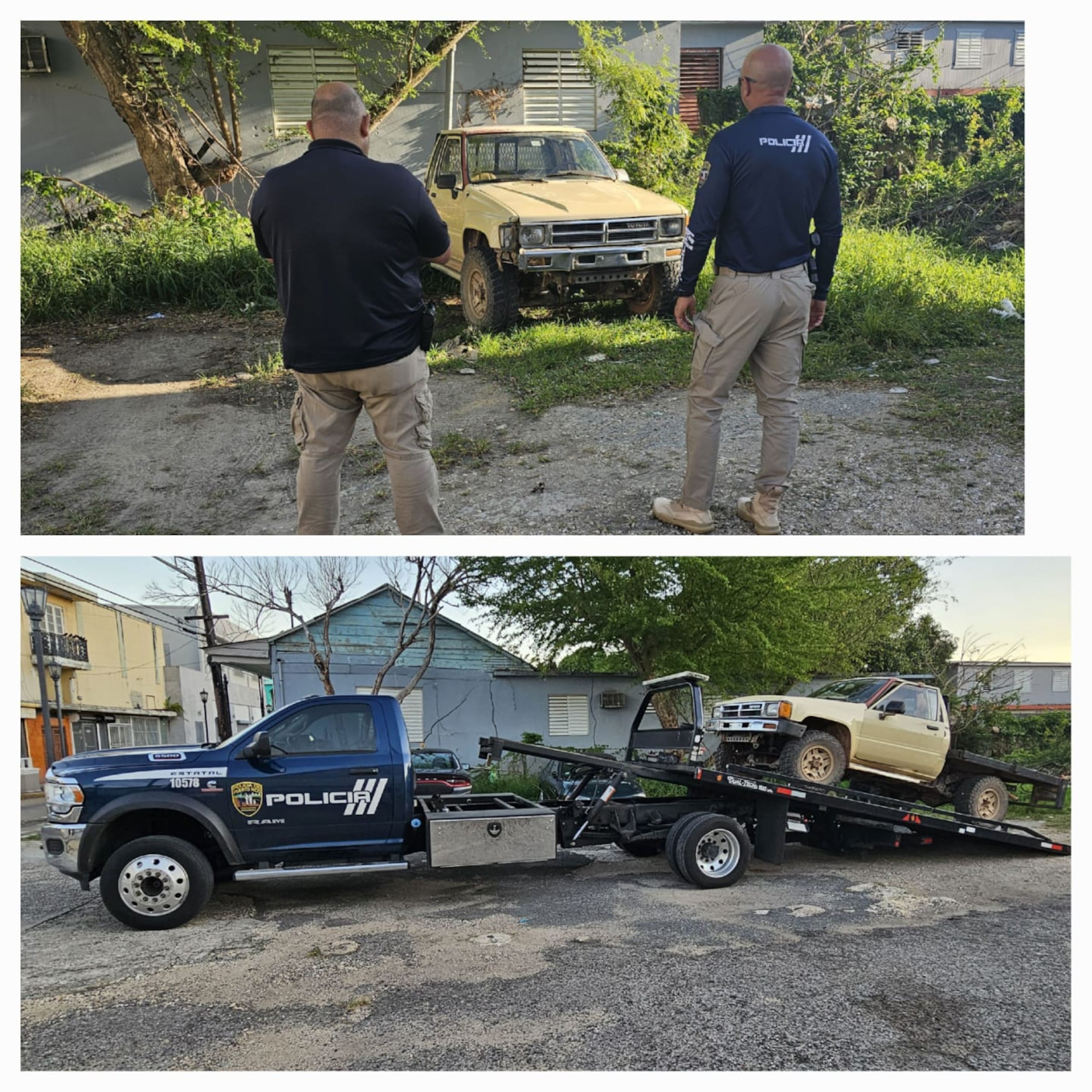 Uno de los vehículos recuperados resultó ser una camioneta marca Toyota, color crema de 1988, hurtada el sábado de la compañía Agro Banana en Lares.