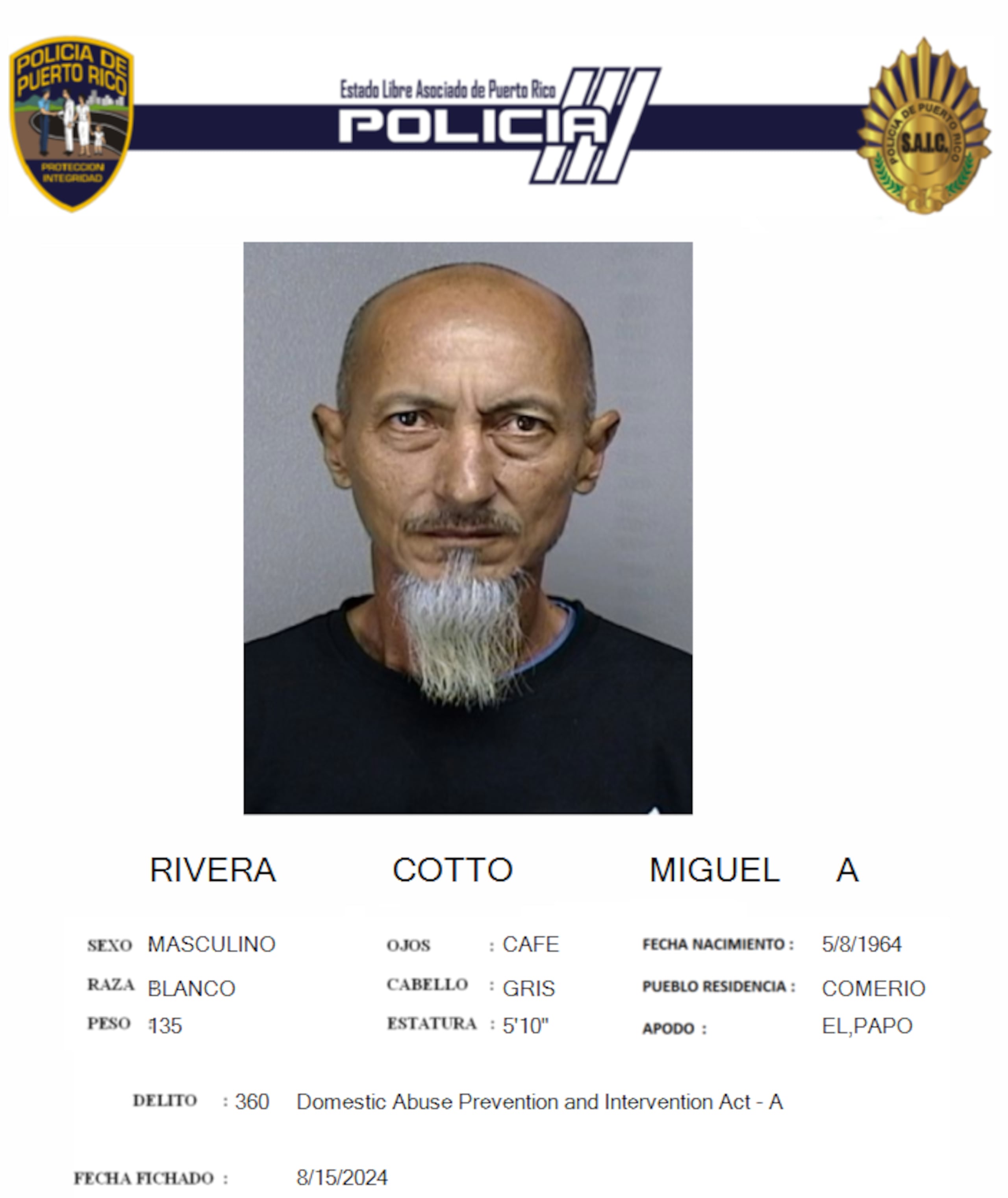 Miguel Rivera Cotto fue acusado por maltrato al amparo de la Ley para la Prevención e Intervención contra la Violencia Doméstica.