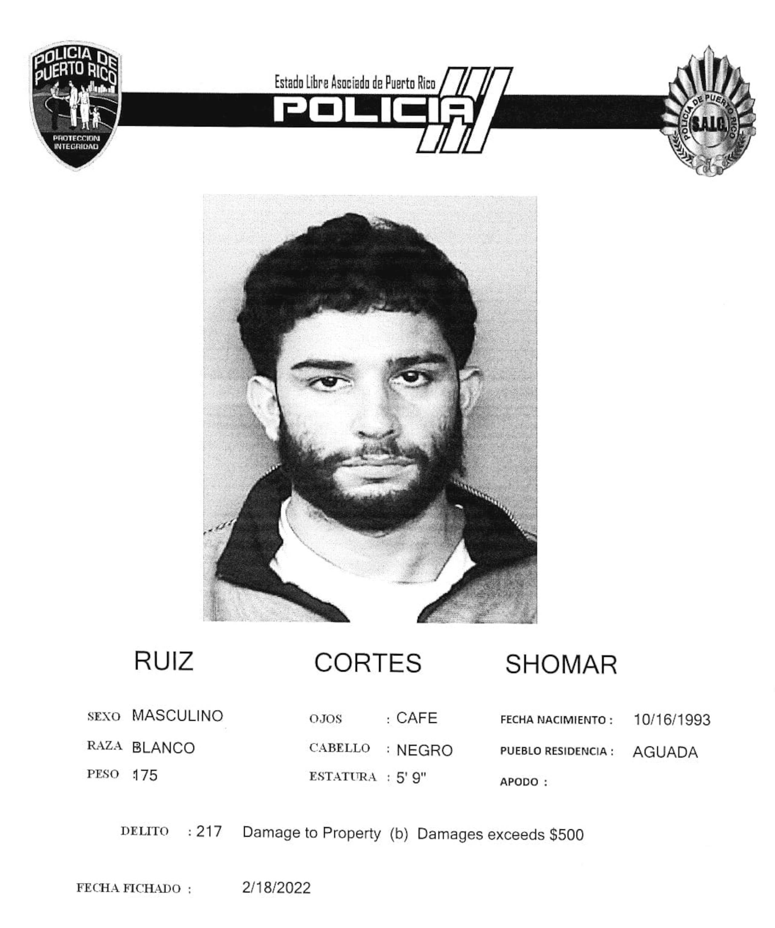 Shomar Ruiz Cortés fue acusado por la presunta agresión a un agente y un sargento.