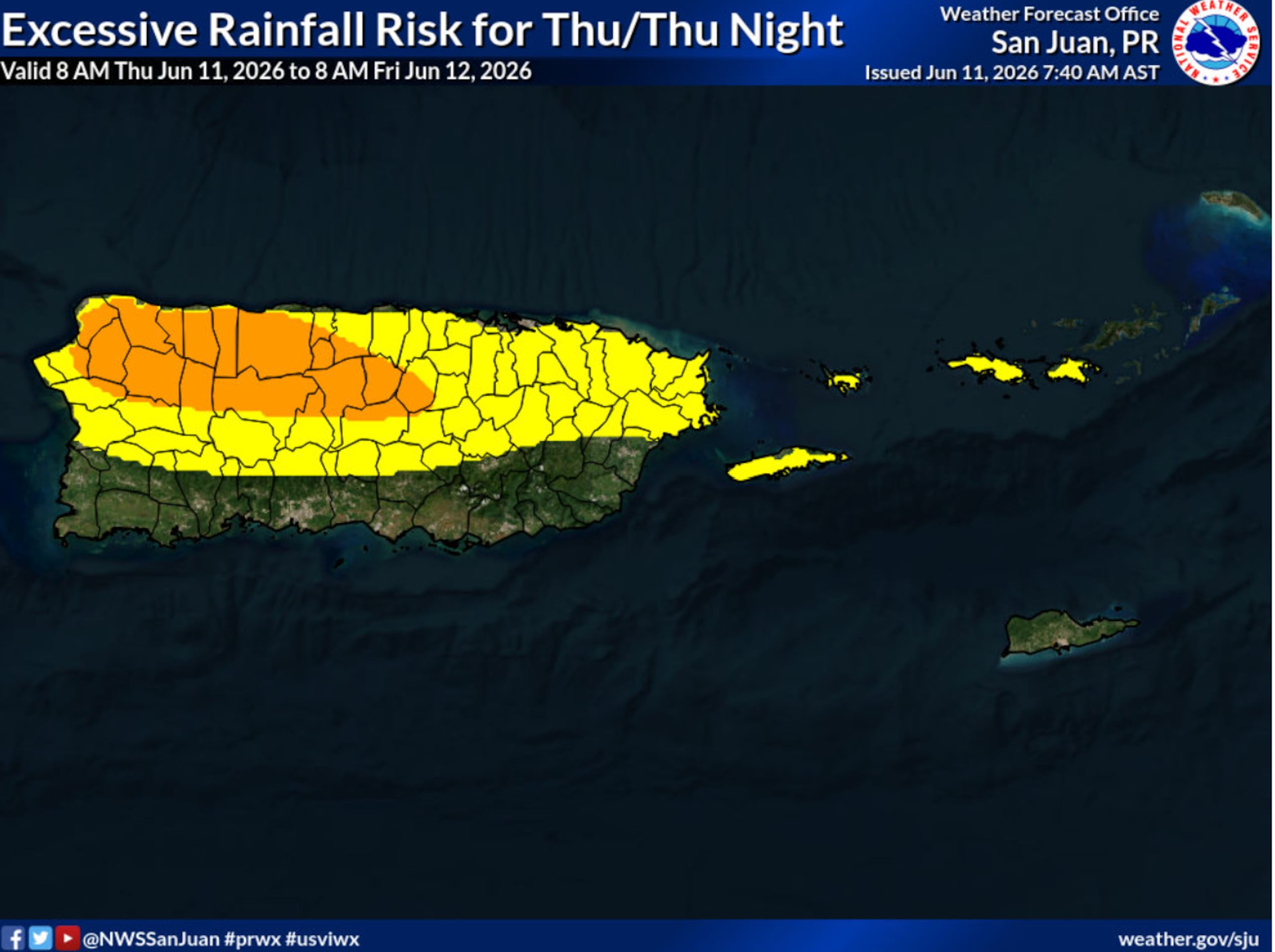 Mapa del pronóstico de lluvia.