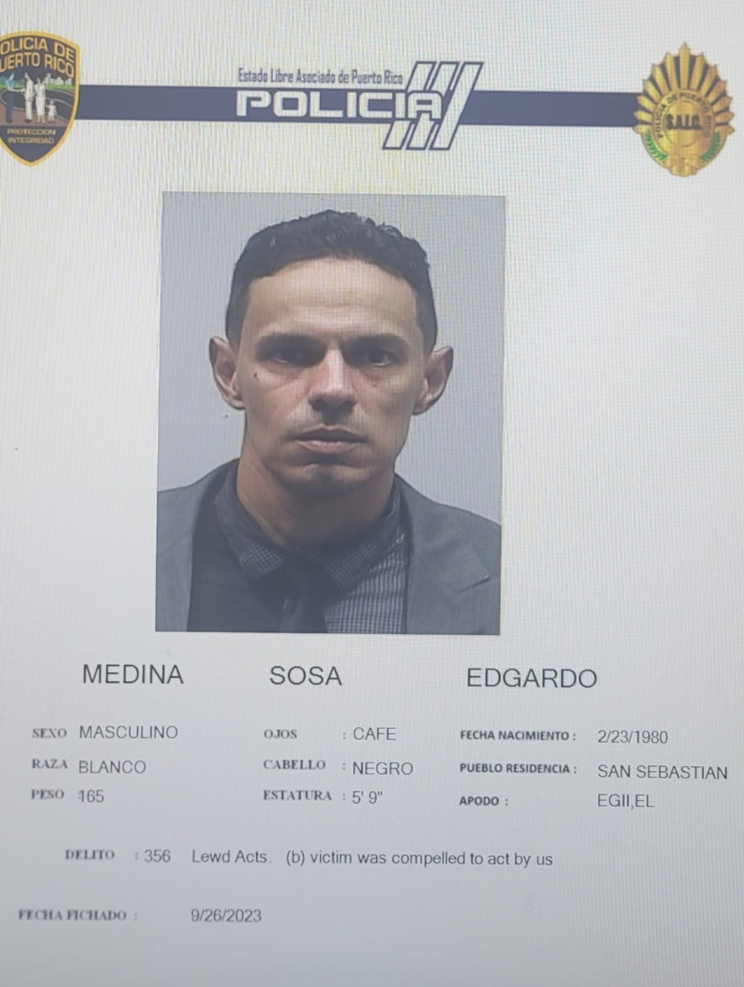 A Medina Sosa se le impuso una fianza ascendente a $20 mil, la que prestó.