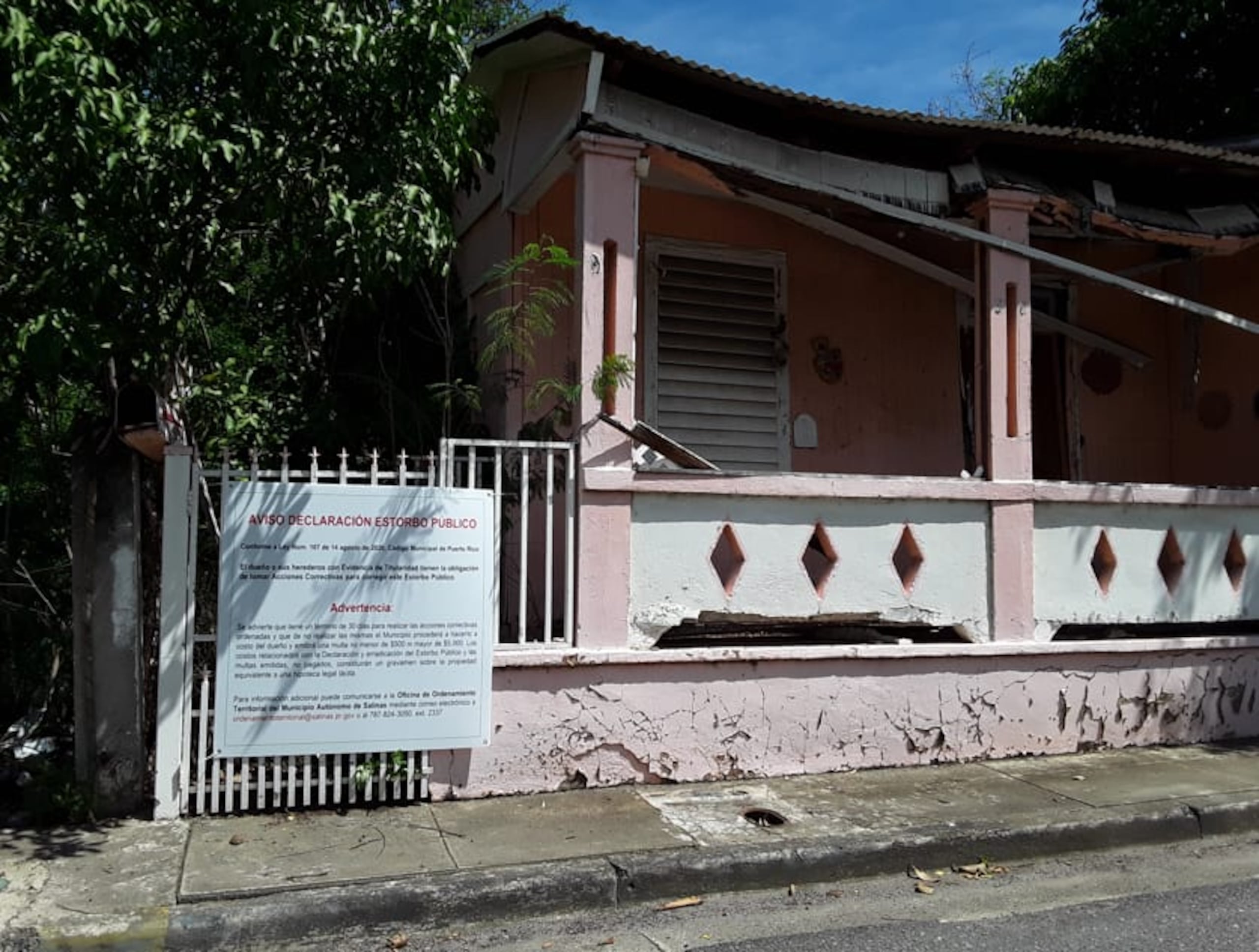 Propiedades para ser declaradas estorbos públicos en Salinas. Suministradas