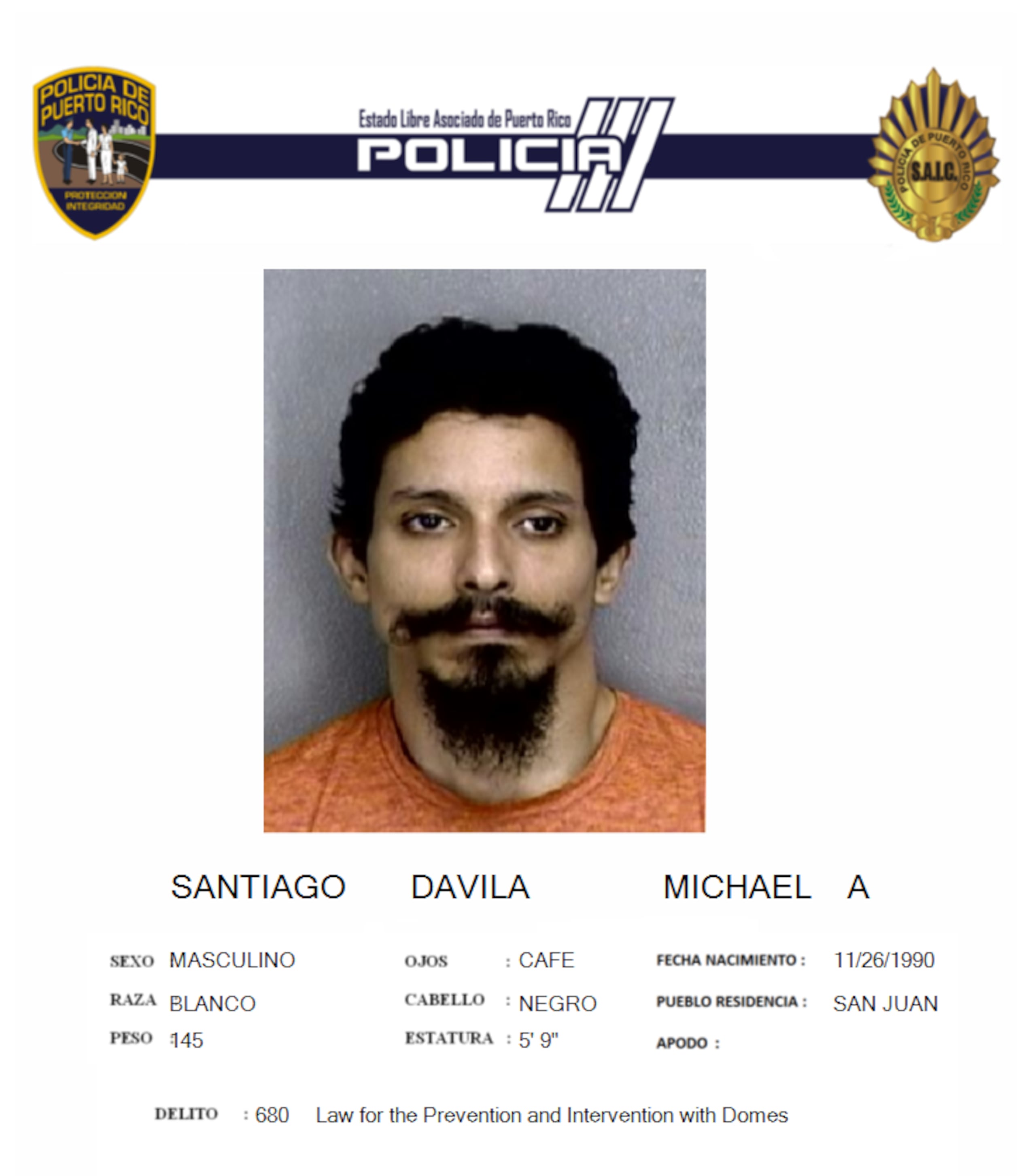 Michael A. Santiago Dávila, enfrenta cargos por violencia doméstica.