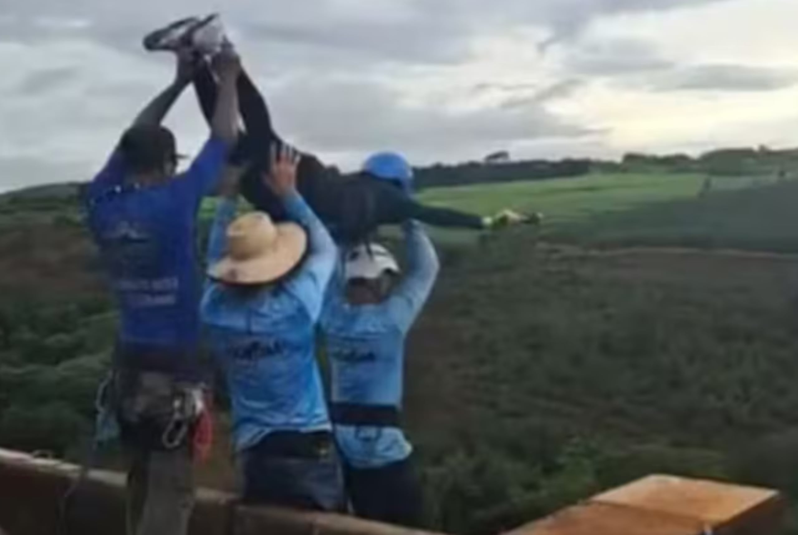 El momento fatídico del salto en San Pablo, Brasil.