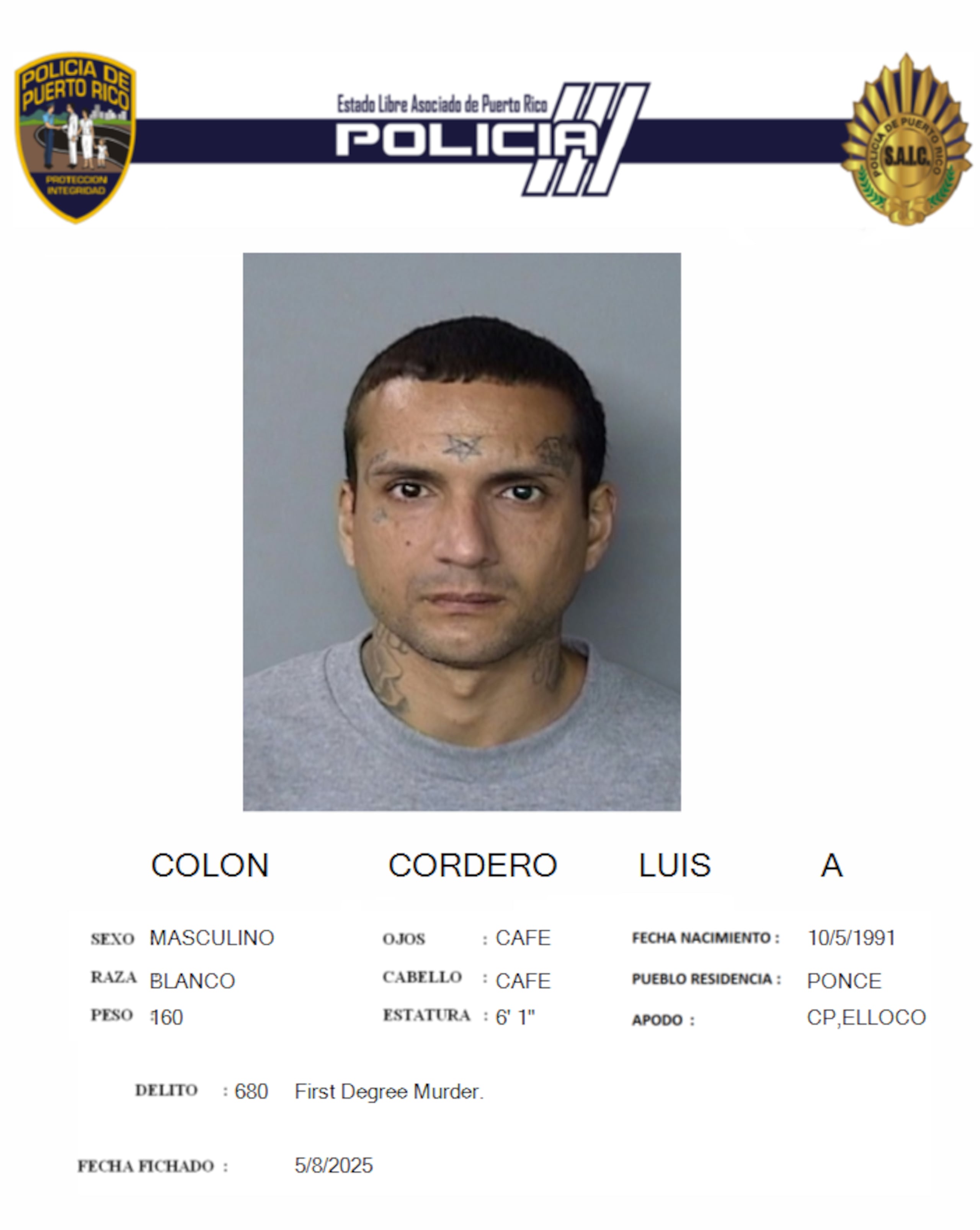 Luis A. Colón Cordero, fue acusado por tentativa de asesinato y violación a la Ley de Armas.