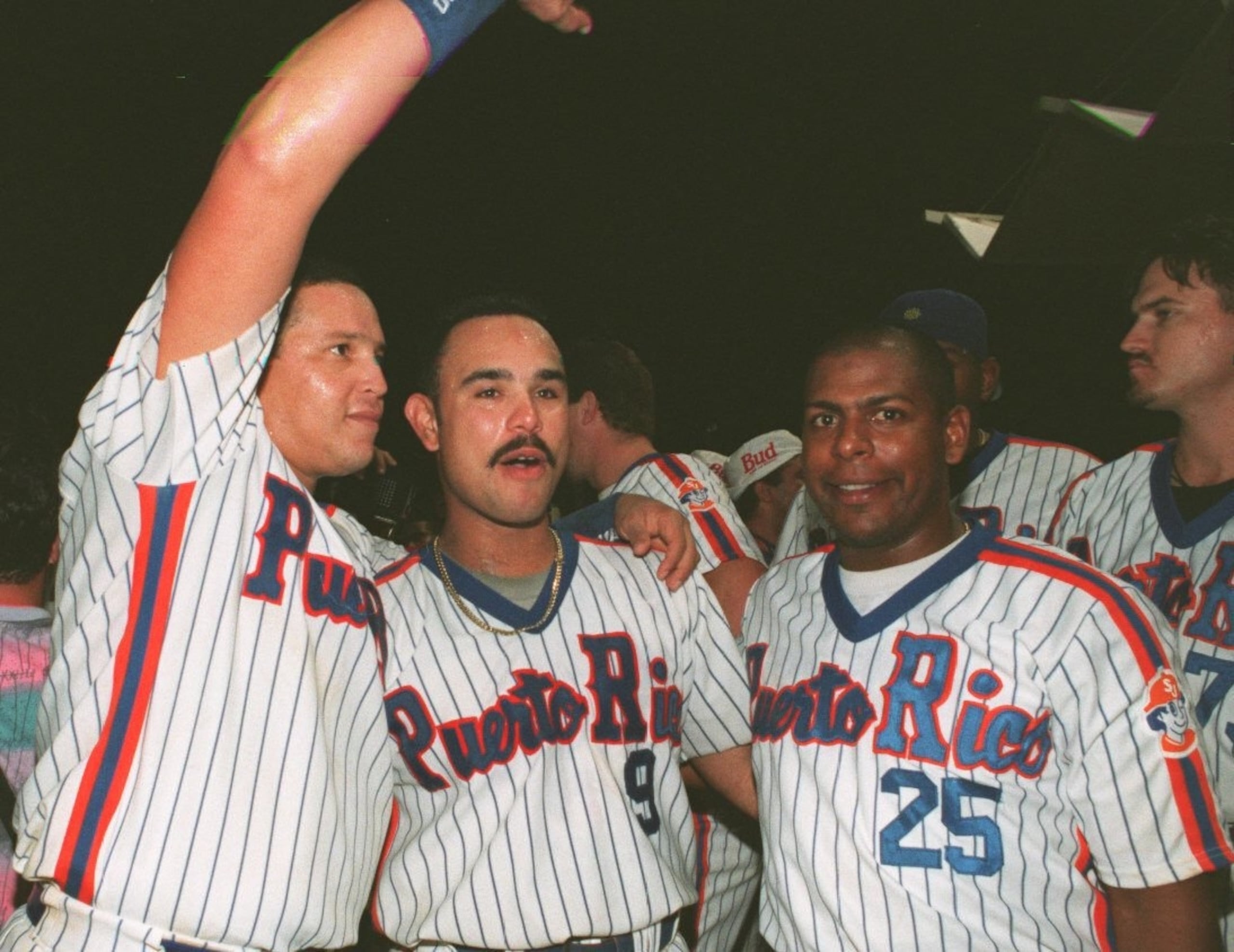 Carmelo Martínez, a la izquierda, con Carlos Baerga y Rubén Escalera en el histórico Dream Team.