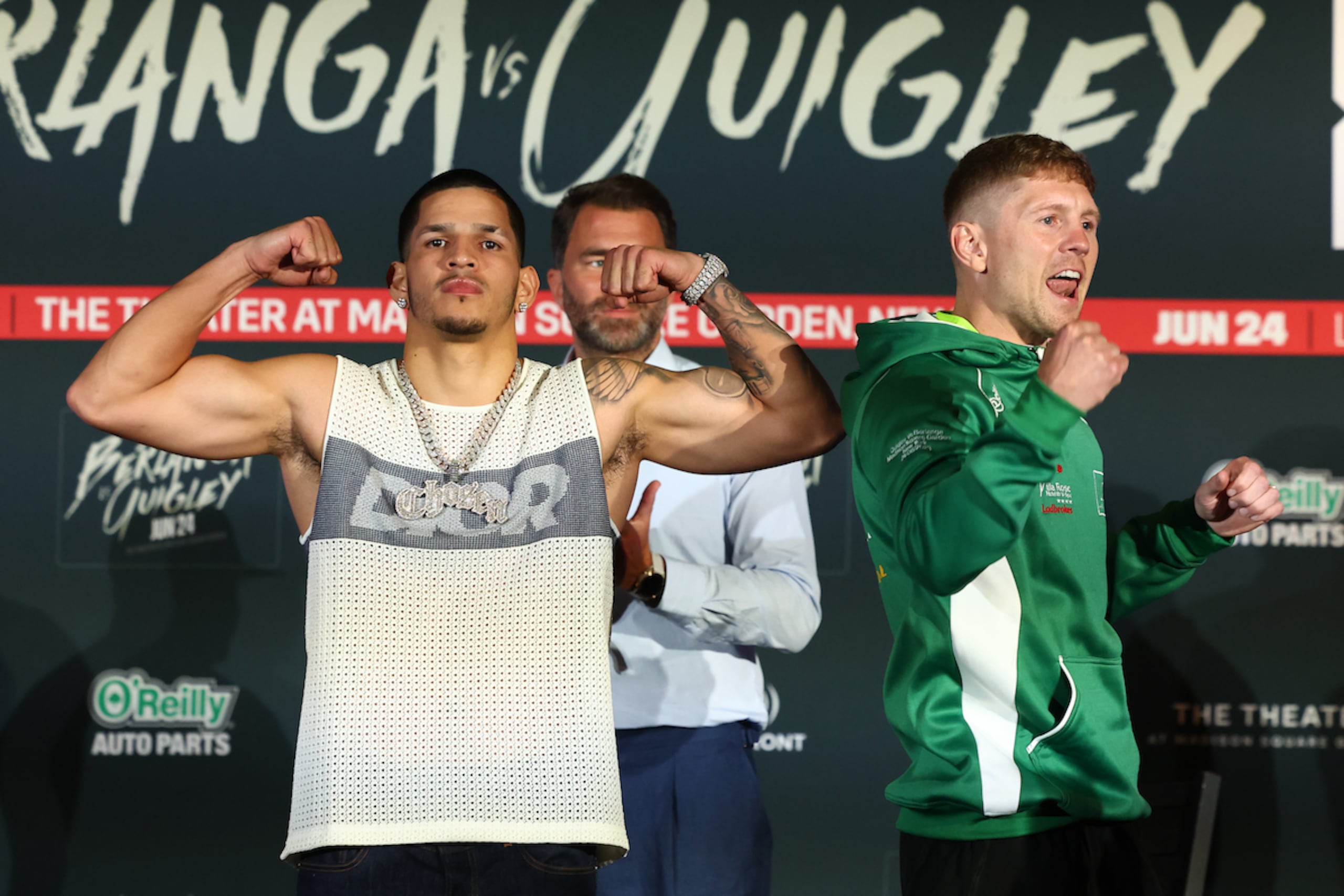 Edgar Berlanga (izquierda) pesó 167.8 libras y Jason Quigley 167.6.