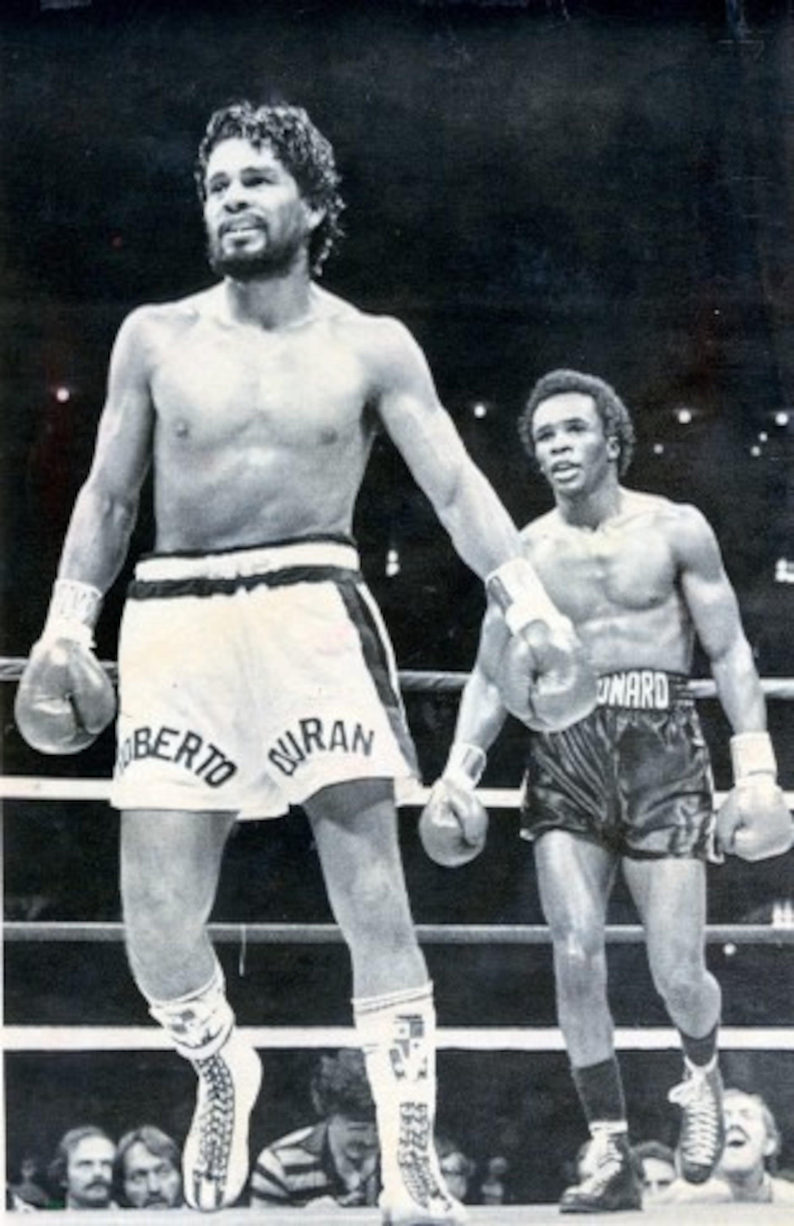 'No mas' fueron las palabras que utilizó Roberto 'Manos de Piedra' Durán para retirarse de su segundo combate titular contra la superestrella estadounidense 'Sugar' Ray Leonard. (Foto: AP)