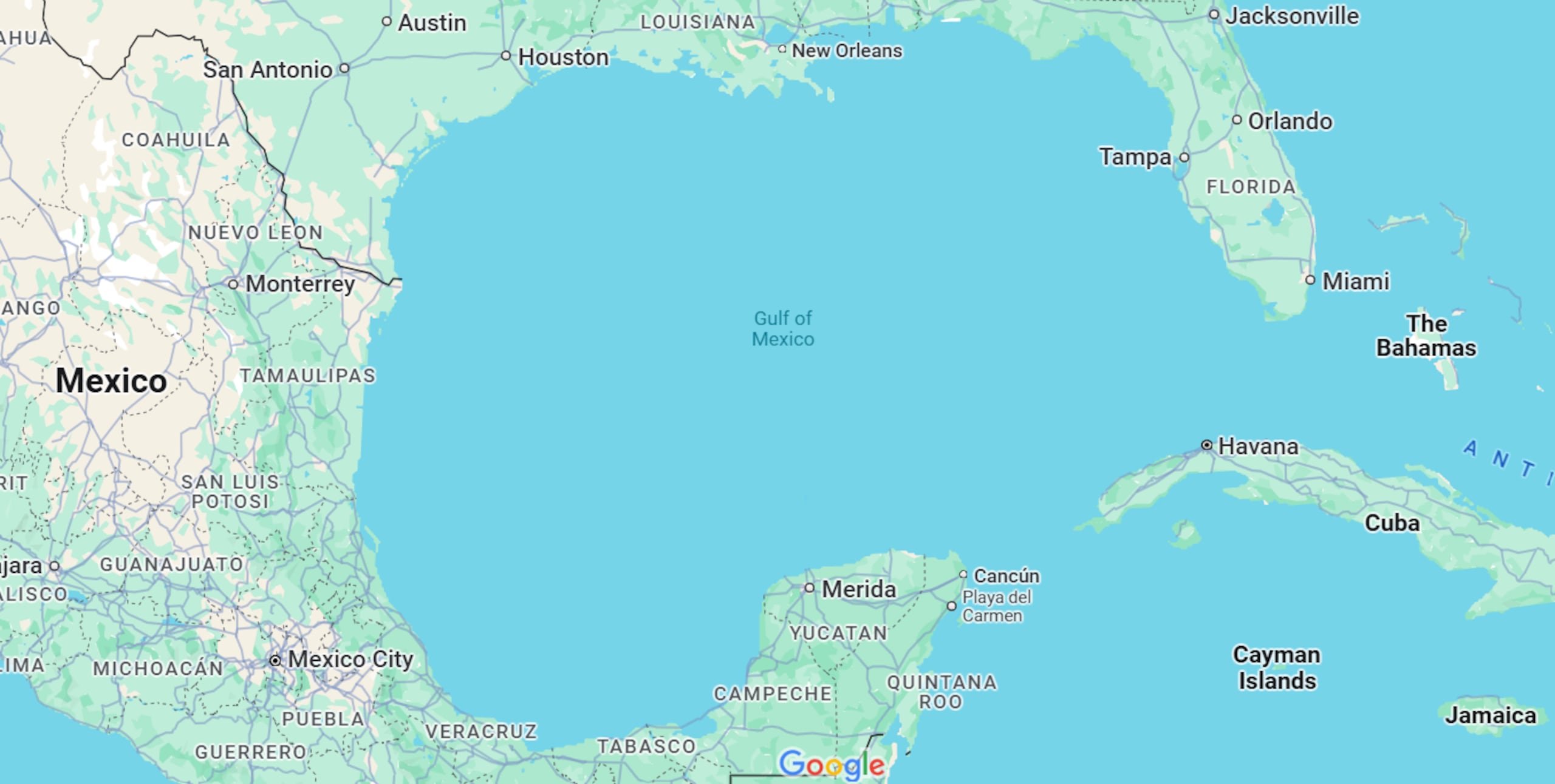 Google mostrará el Golfo de México con el nombre Golfo de América en Estados Unidos únicamente.