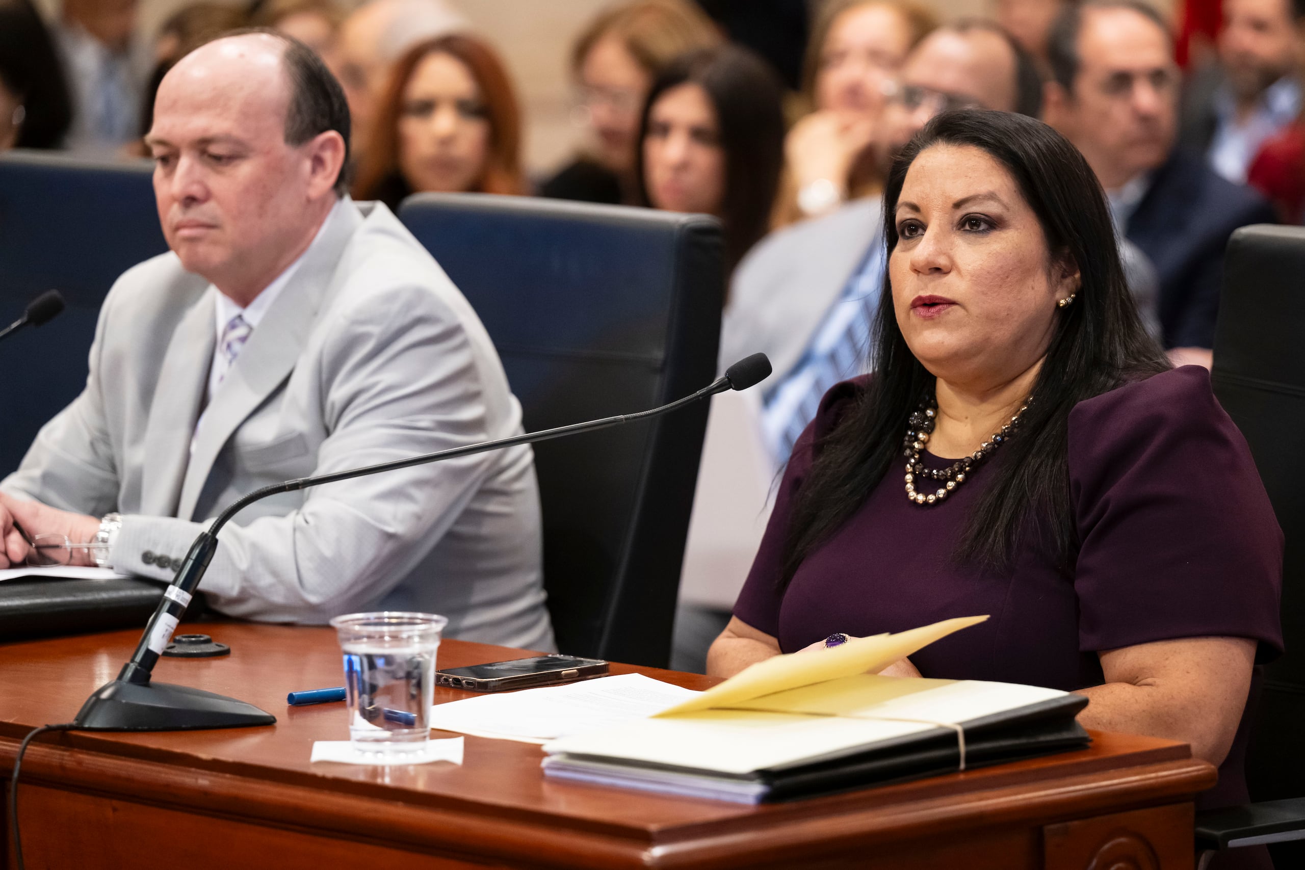 1 de febrero de 2025. San Juan, PR. END/PR HOY. Vistas de confirmación de la Comisión de Innovación, Reforma y Nombramientos del Senado, en la que depone el primer grupo de nominados de la gobernadora Jenniffer González, incluyendo las dos designaciones de jueces asociados del Tribunal Supremo, llevada a cabo en la sala Leopoldo Figueroa, El Capitolio. En la foto jueza Camile Rivera Pérez para juez asociada del Supremo y Raúl Arnaldo Candelario para juez asociado del Supremo. FOTO POR: Carlos Rivera Giusti/GFR Media.
Senado, Nombramientos