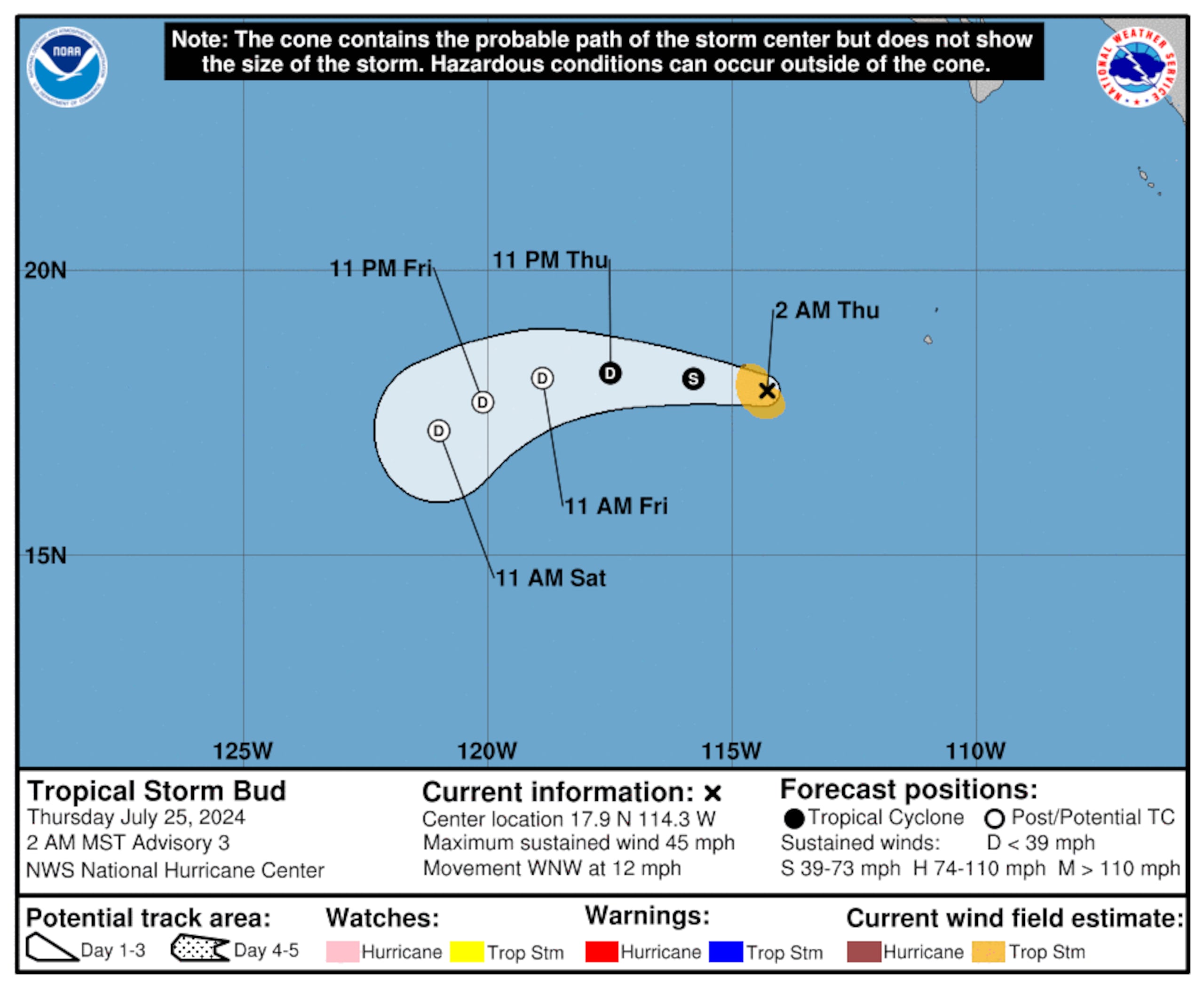 La tormenta tropical Bud.