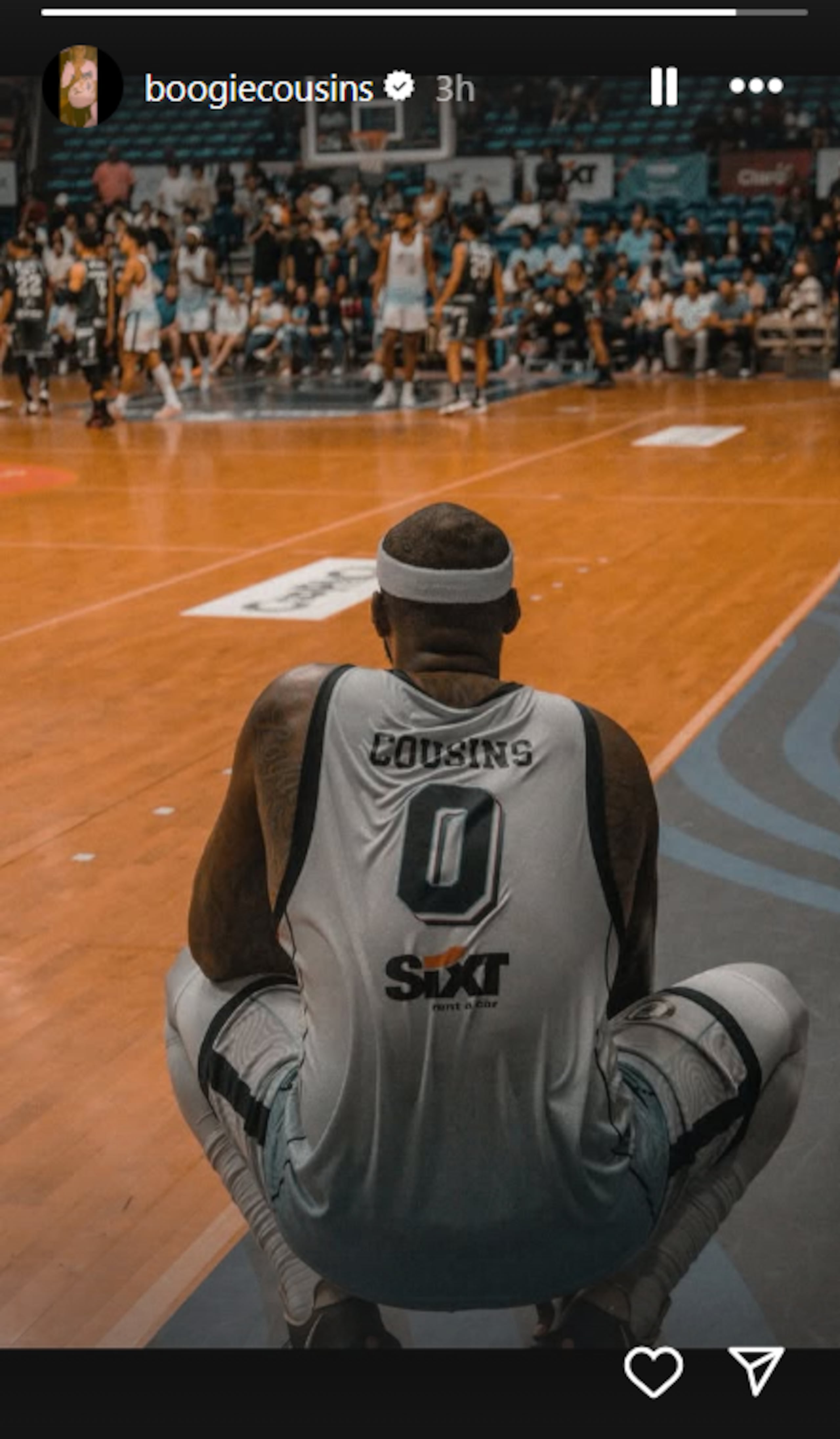 Historia publicada desde la cuenta de Instagram de DeMarcus Cousins.