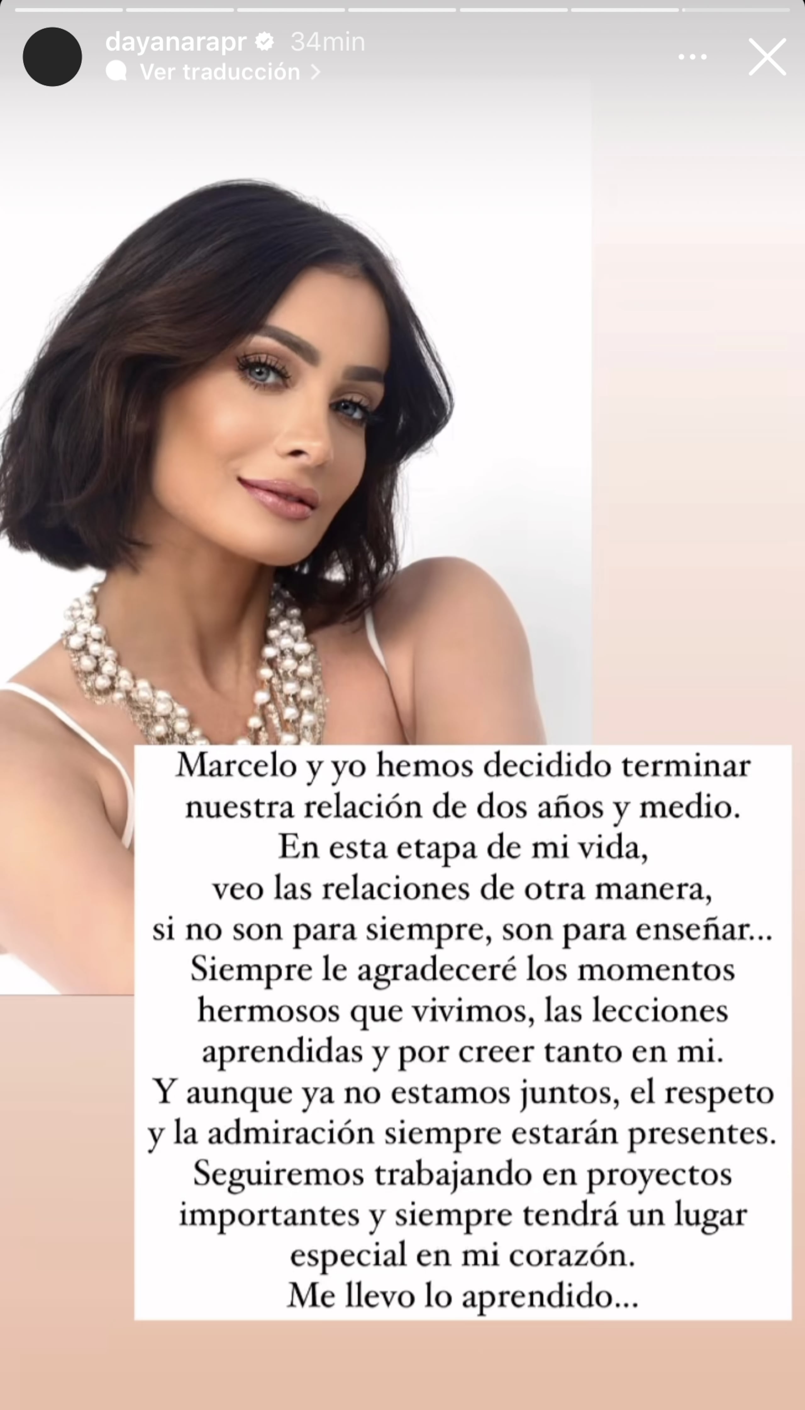 Mensaje de Dayanara Torres sobre su separación de Marcelo Gama.