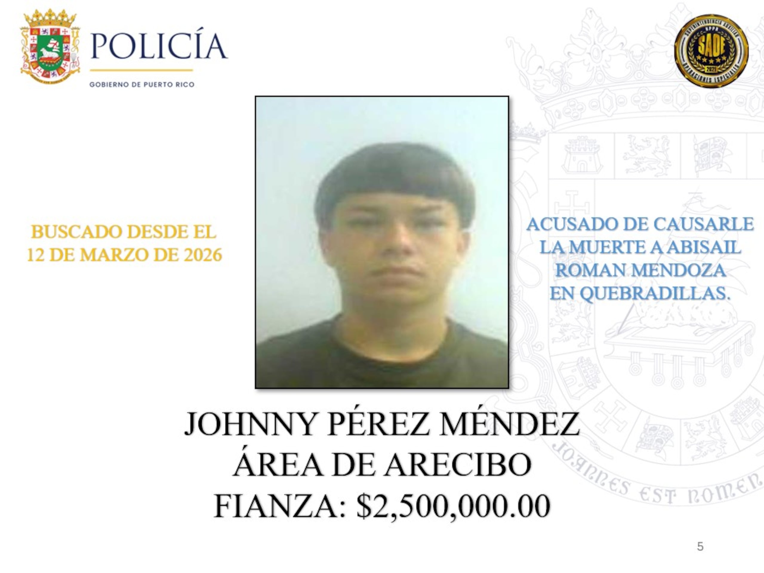 Johnny Pérez Méndez | La Policía de Puerto Rico exhorta a la ciudadanía a colaborar con las autoridades para lograr la captura de 25 individuos que permanecen prófugos de la justicia y contra quienes pesan órdenes de arresto por delitos de asesinato ocurridos en distintos municipios de la Isla.
Estos individuos son considerados de alta peligrosidad y son buscados por hechos que han cobrado la vida de múltiples víctimas. Algunos de ellos han evadido la justicia durante años, mientras que otros enfrentan acusaciones recientes por asesinatos cometidos durante el presente año.