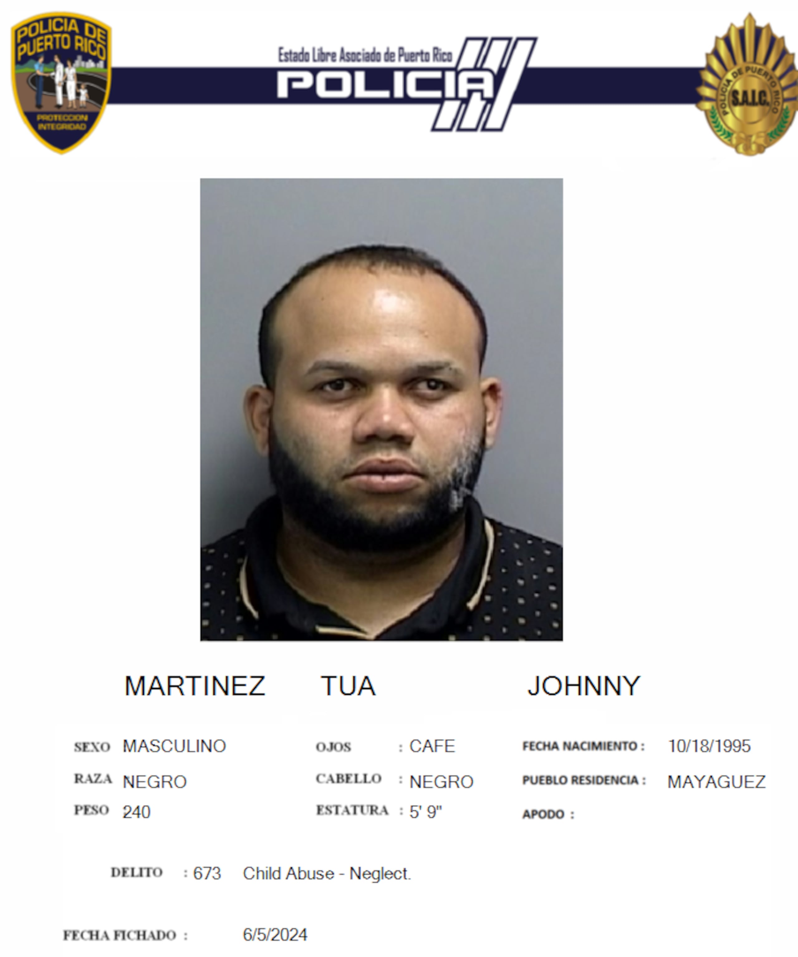 Johnny Martínez Tua fue acusado por agresión sexual, violación estatutaria y maltrato de menores.