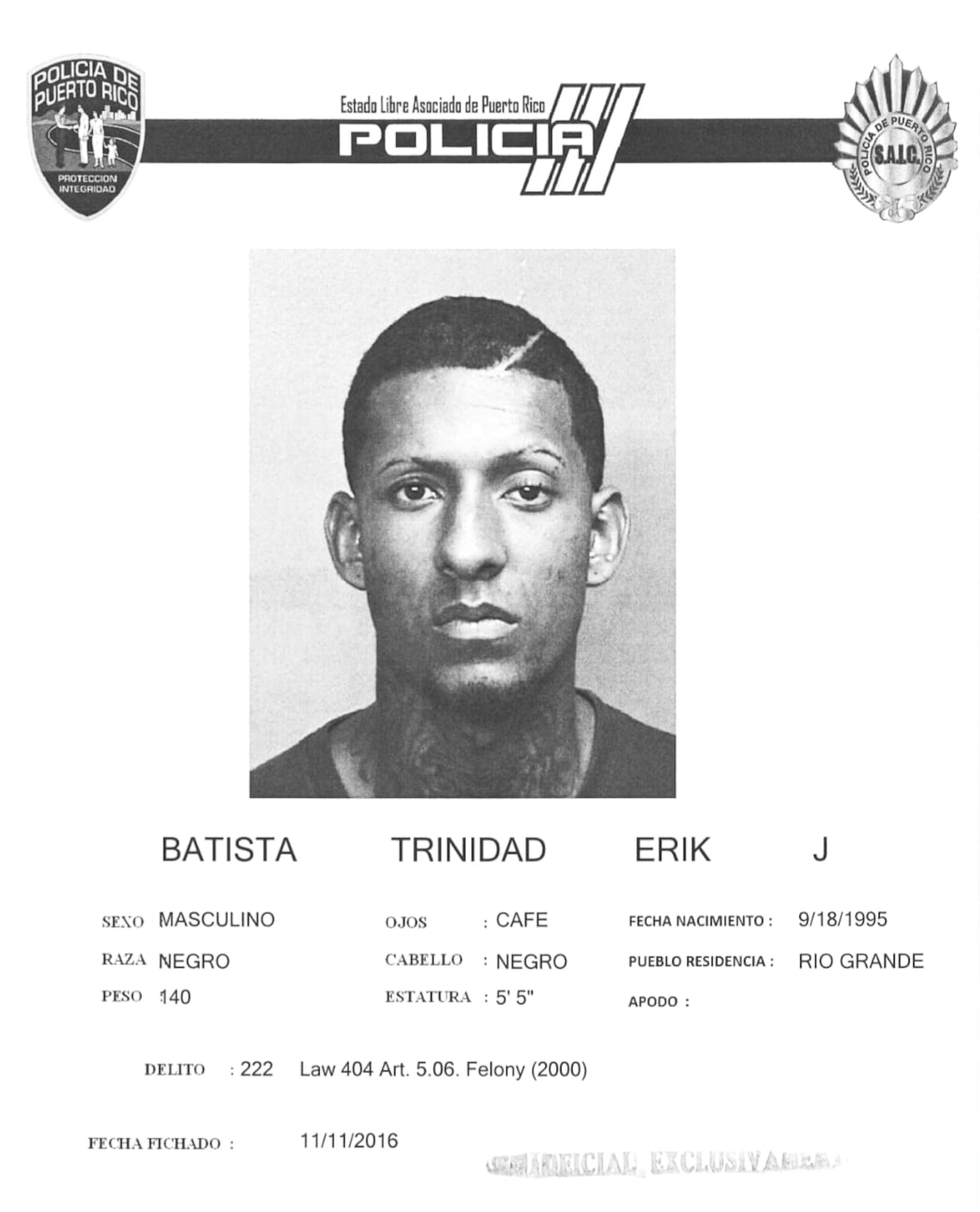 Erik Johan Batista Trinidad es una de las víctimas de la masacre ocurrida en el barrio Martín González, en Carolina, la cual está conectada con el doble asesinato de adolescentes, en Piñones.