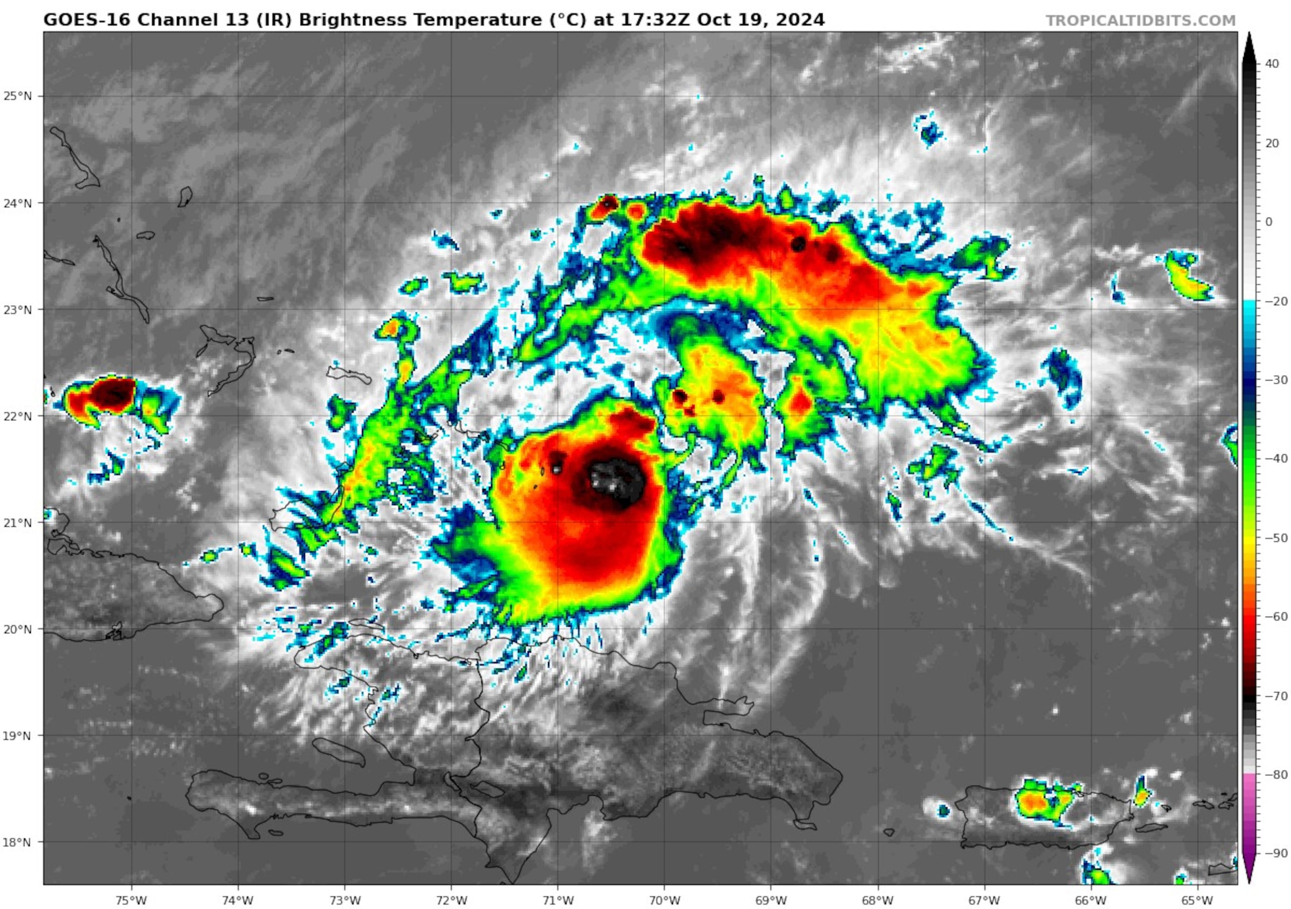 La tormenta tropical Oscar con vientos de 70 mph. (NOAA)