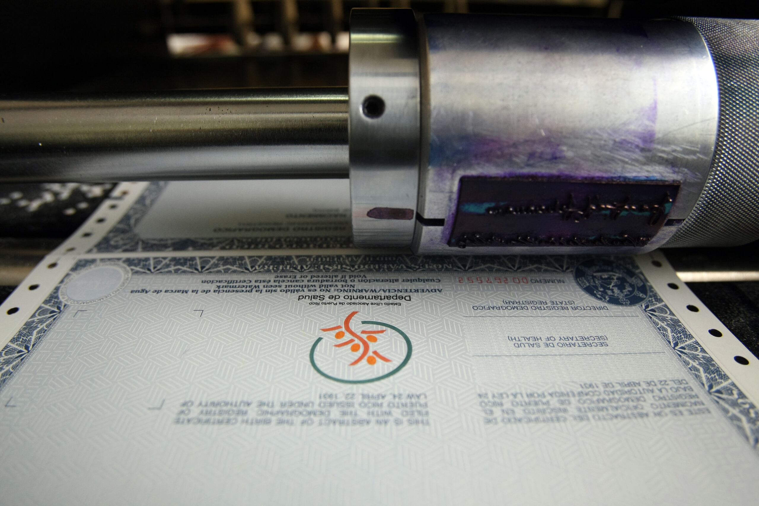 Imagen de un certficado de nacimiento de Puerto Rico.