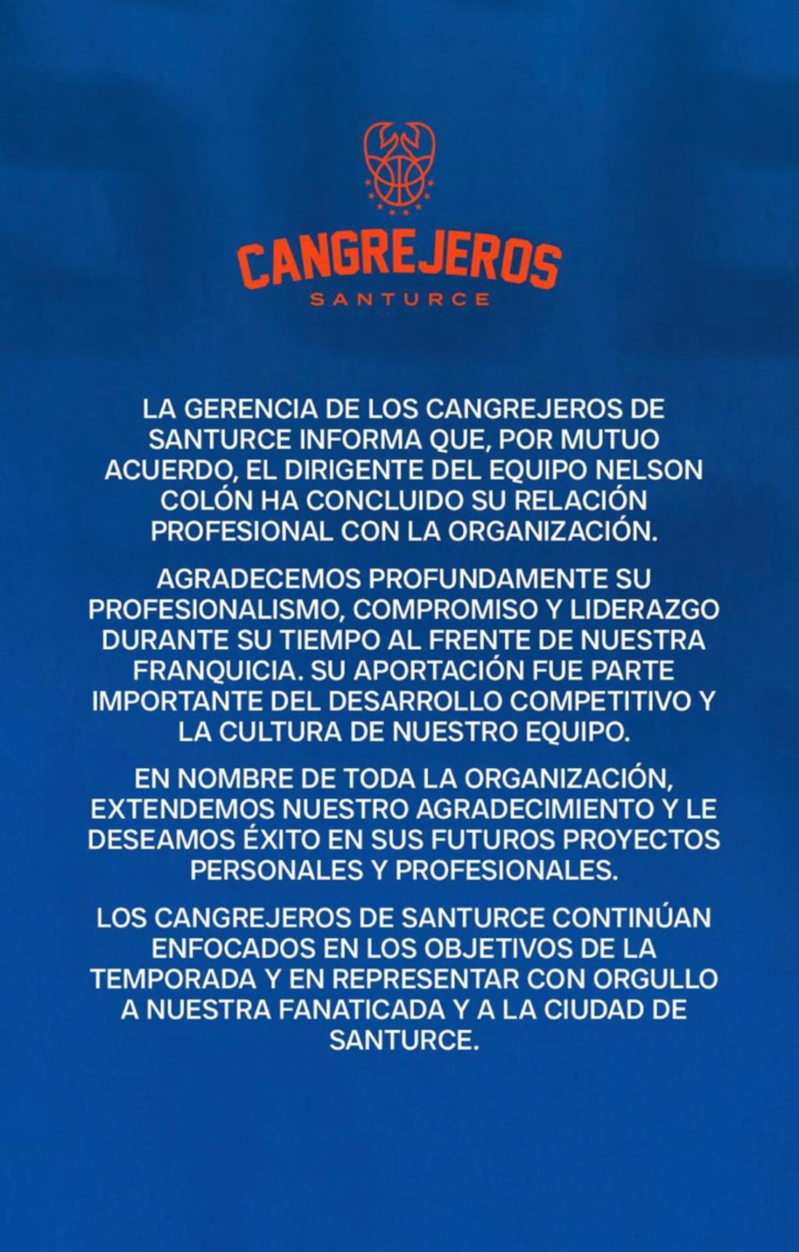 La gerencia asegura que la salida de Nelson Colón fue por mutuo acuerdo.
