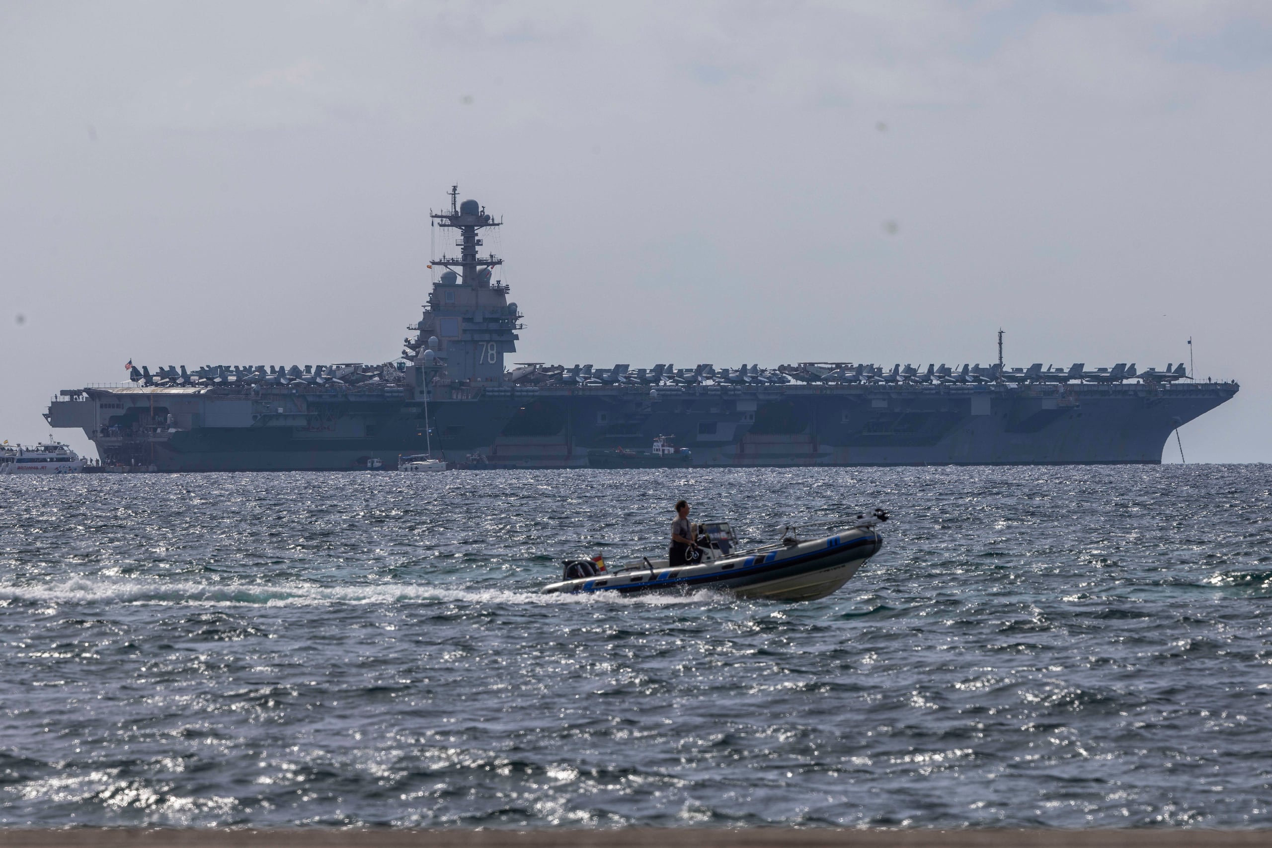 Imagen de archivo del portaviones nuclear estadounidense USS Gerald R. Ford. EFE/ Cati Cladera