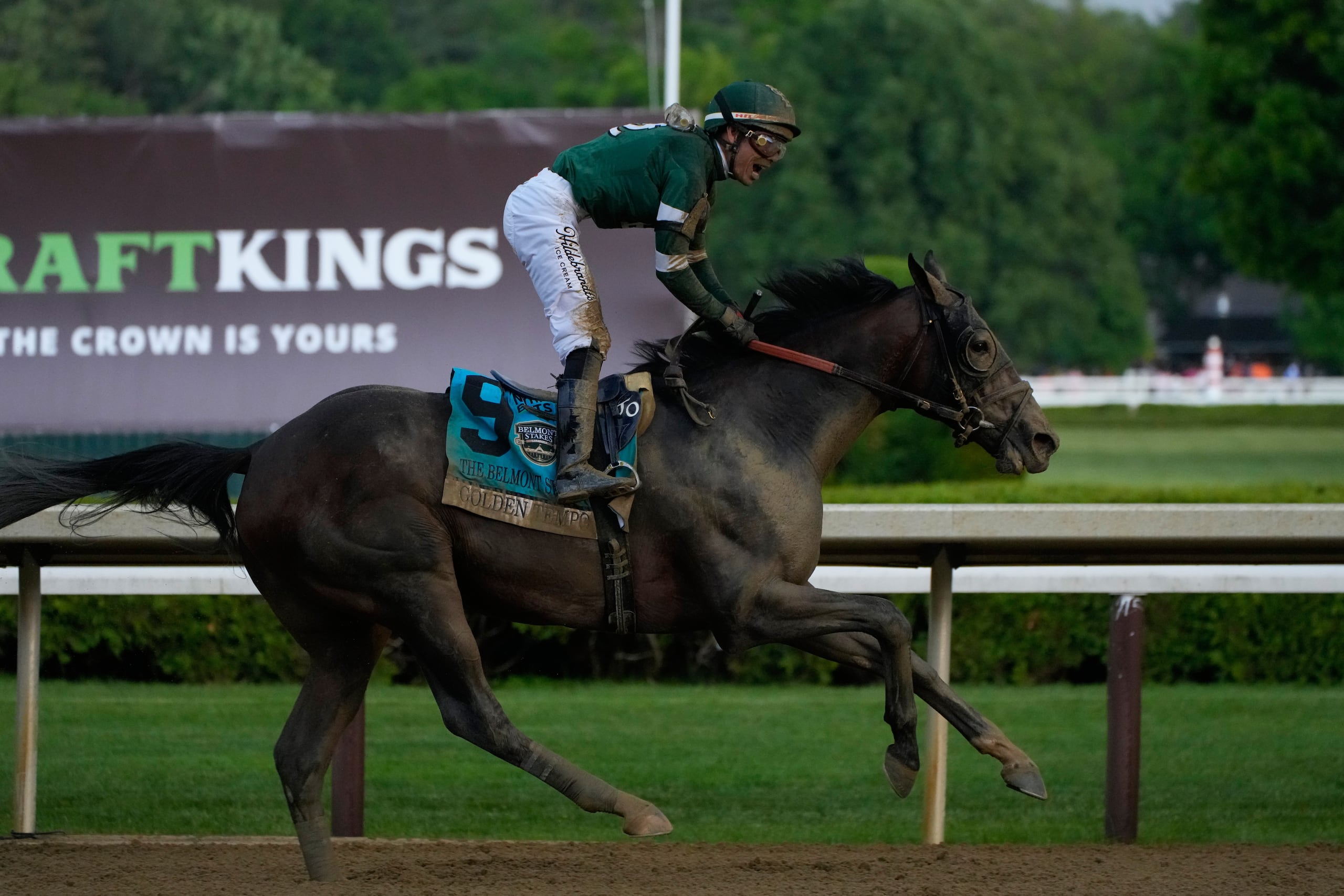 Golden Tempo (9) y José Luis Ortiz aparecen aquí al cruzar la meta.