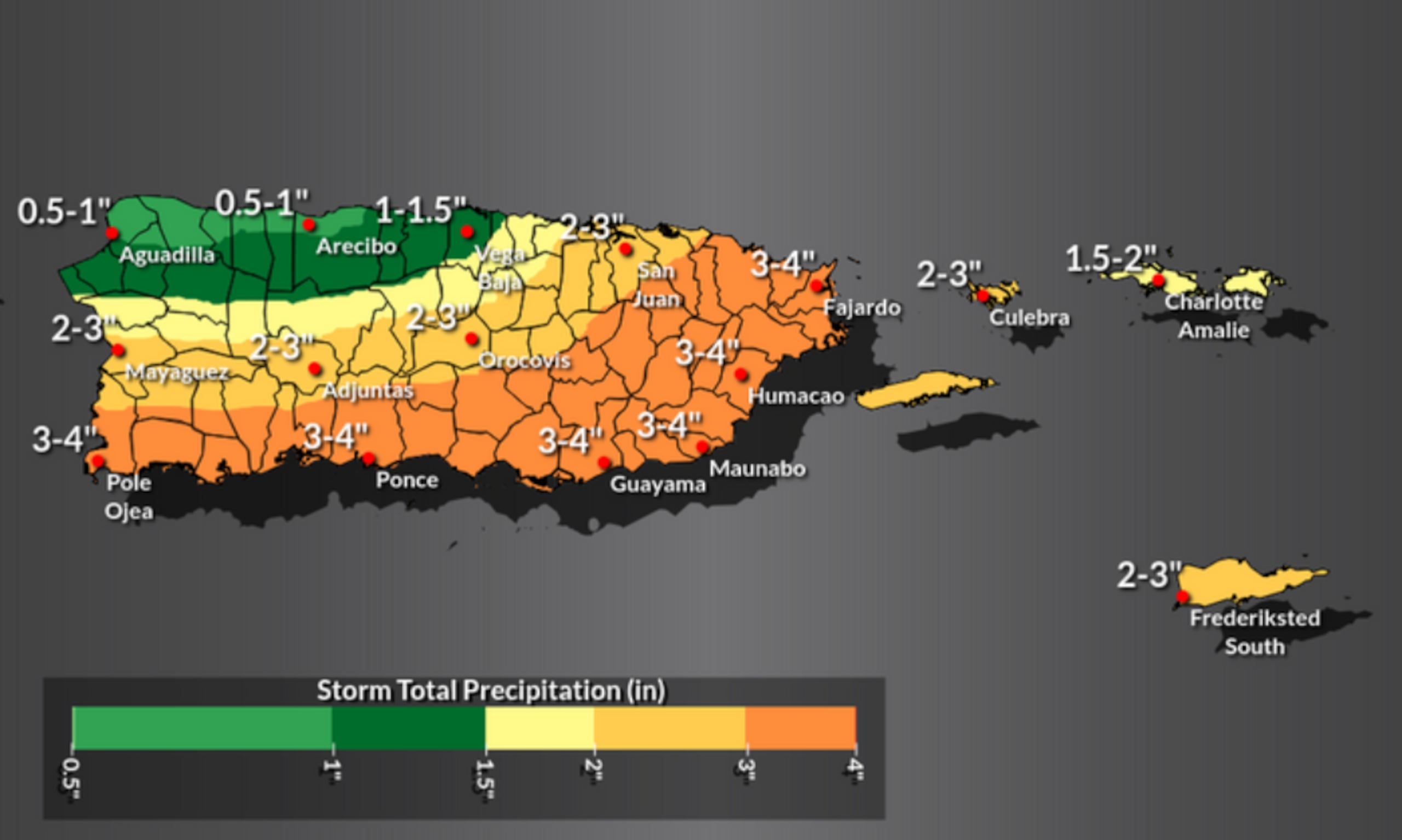 Precipitación en Puerto Rico como consecuencia de la tormenta Franklin